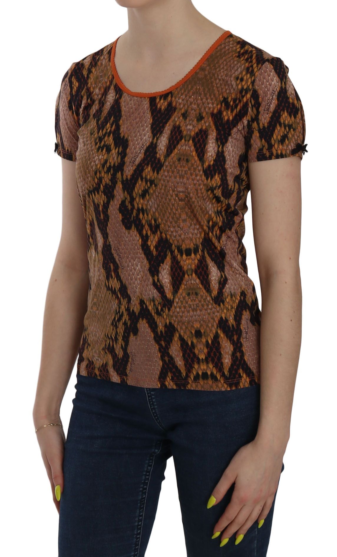 Just Cavalli Alluring Brown Snake Skin Pattern Blouse IT44 | M