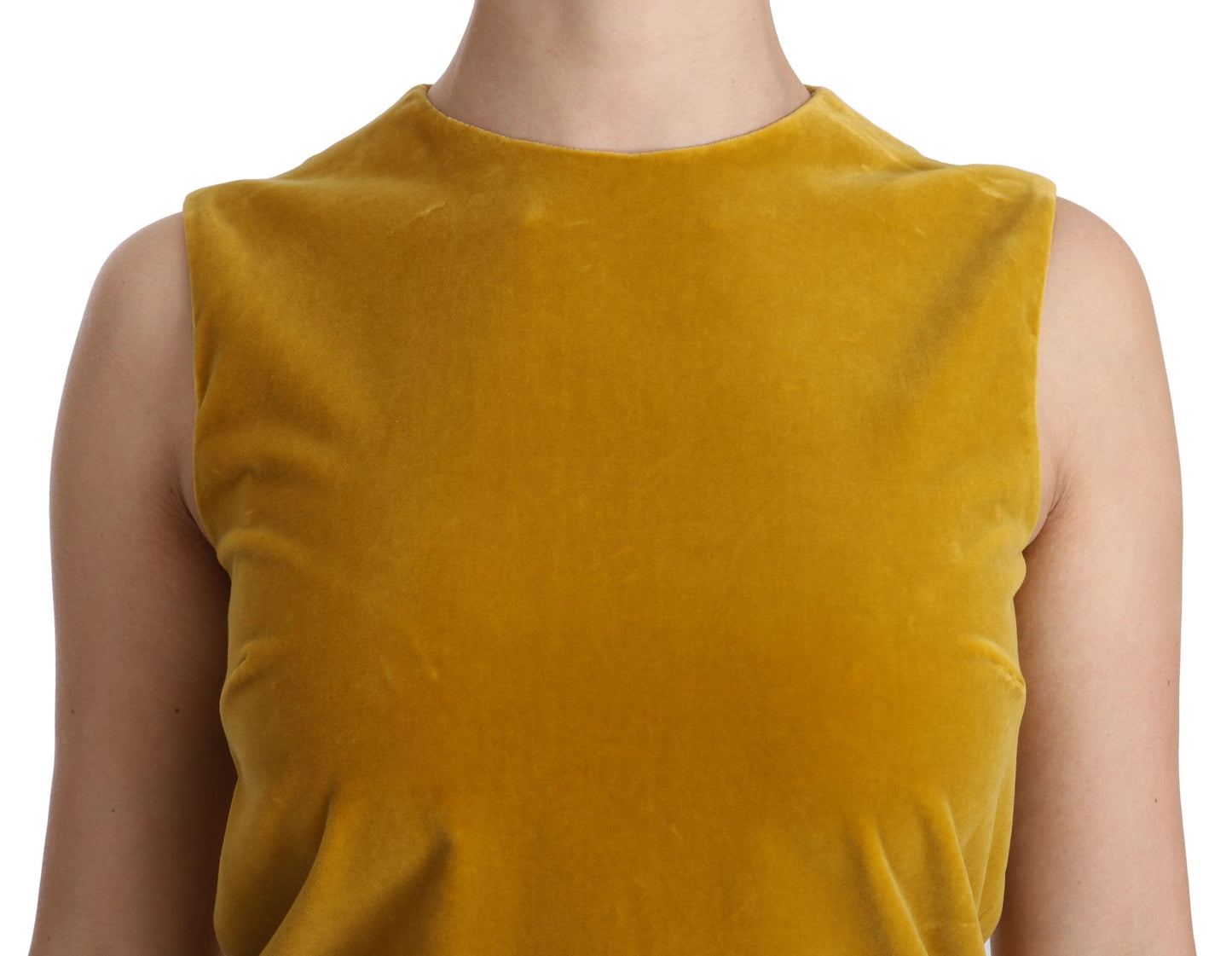 Dolce & Gabbana Mustard Velvet Shift Mini Dress IT40 | S