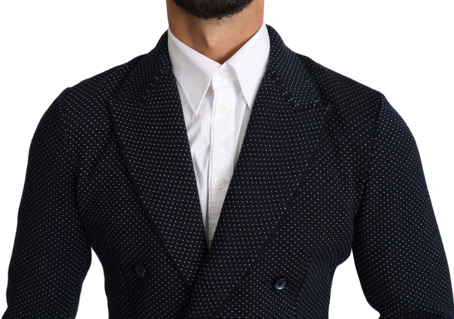 Dolce & Gabbana Elegant Dark Blue Dotted Slim-Fit Blazer IT44 / XS