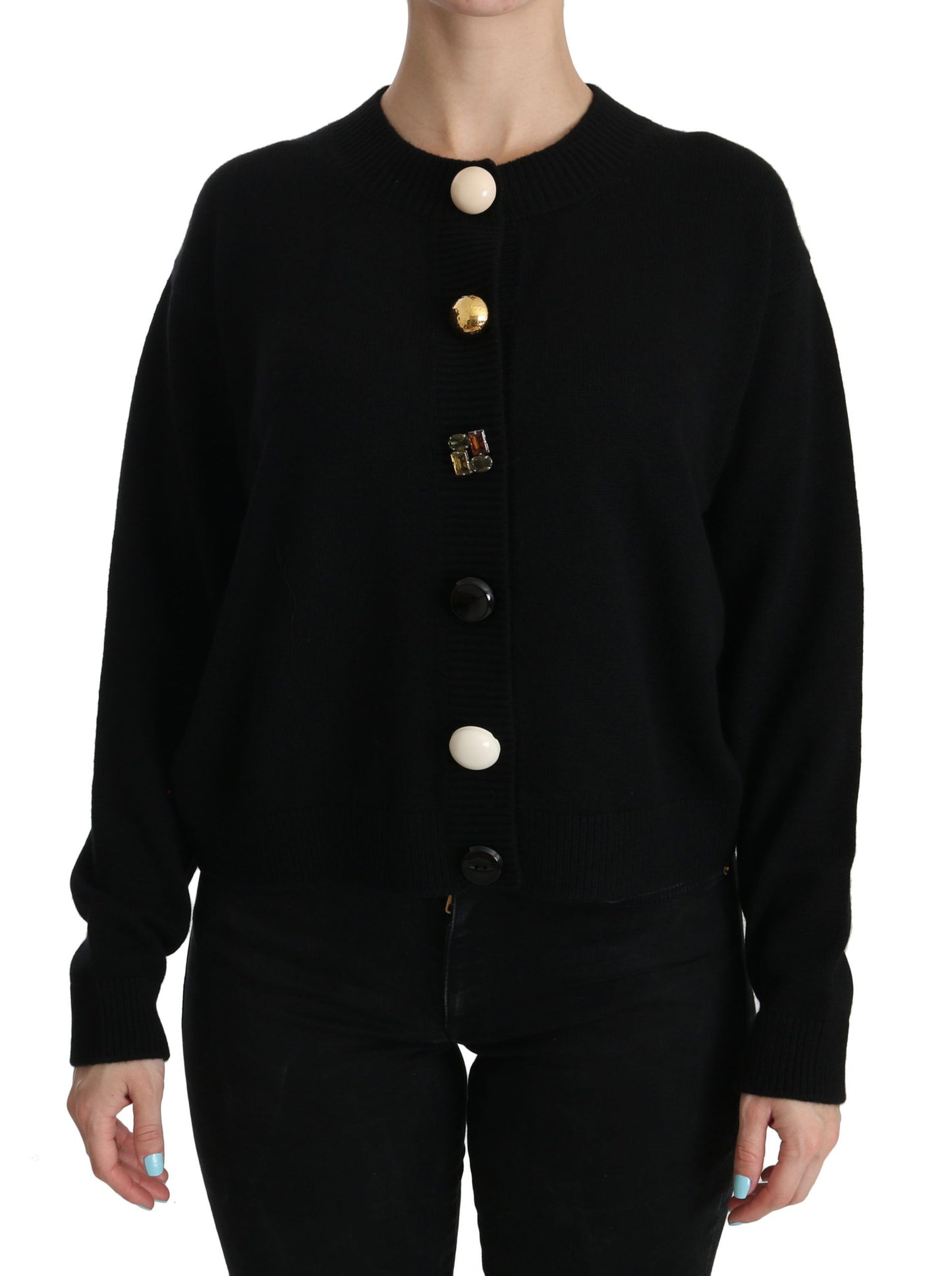 Dolce & Gabbana Elegant Black Cashmere Cardigan Top IT40 | S