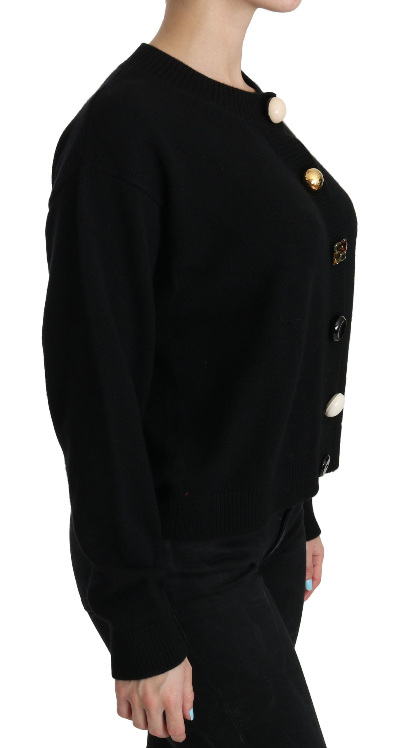 Dolce & Gabbana Elegant Black Cashmere Cardigan Top IT40 | S