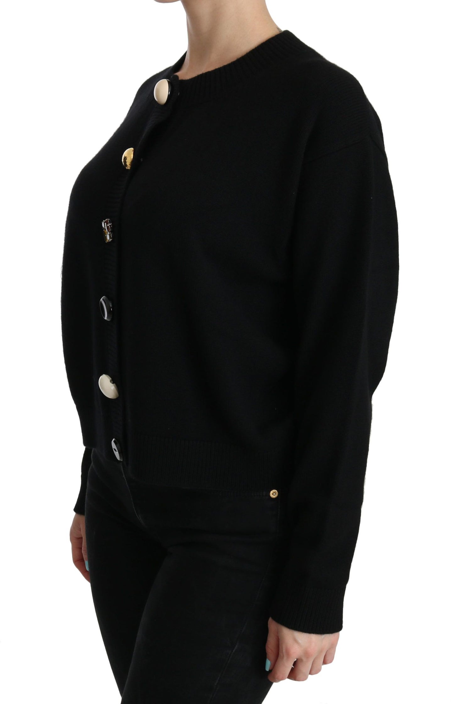 Dolce & Gabbana Elegant Black Cashmere Cardigan Top IT40 | S