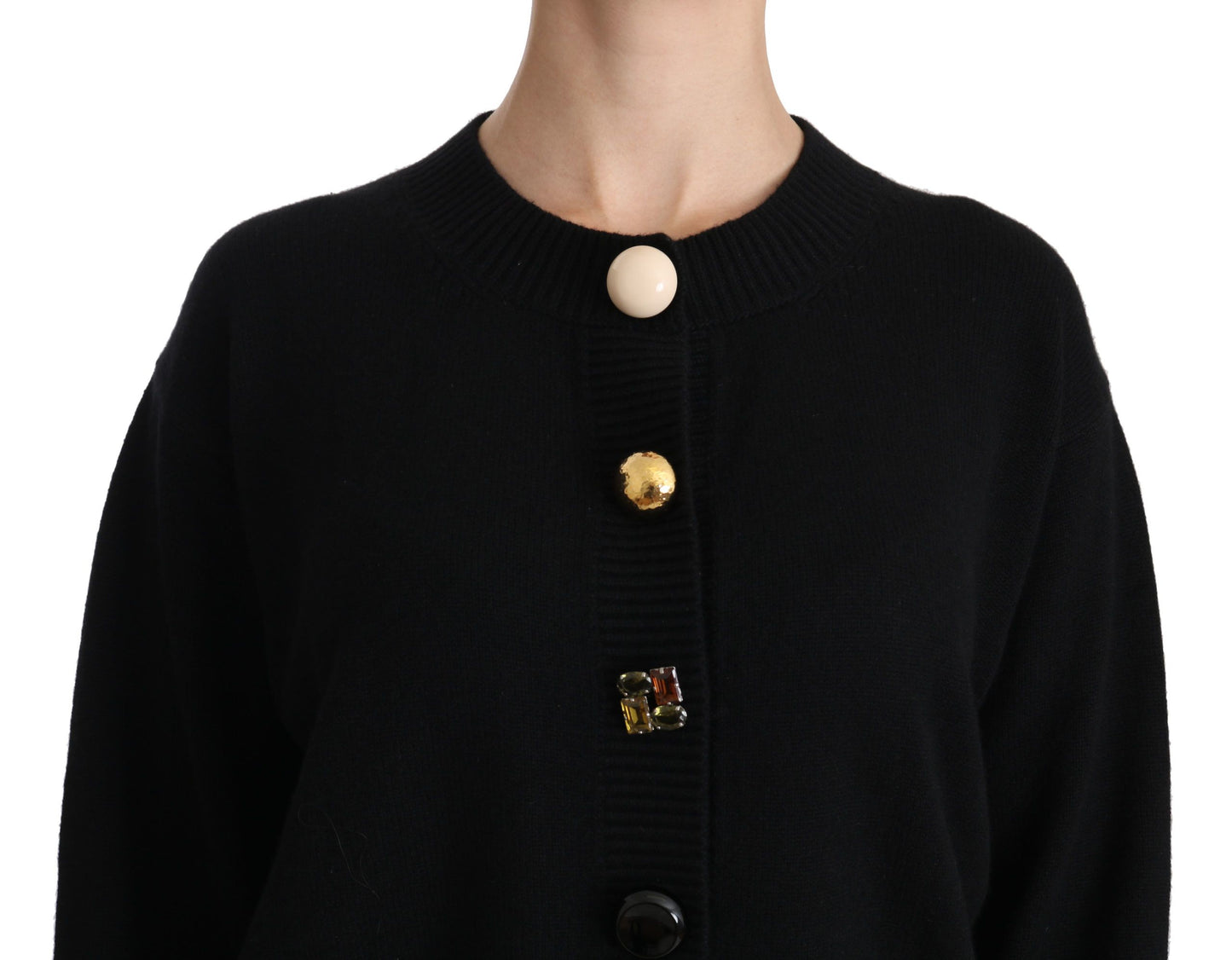 Dolce & Gabbana Elegant Black Cashmere Cardigan Top IT40 | S