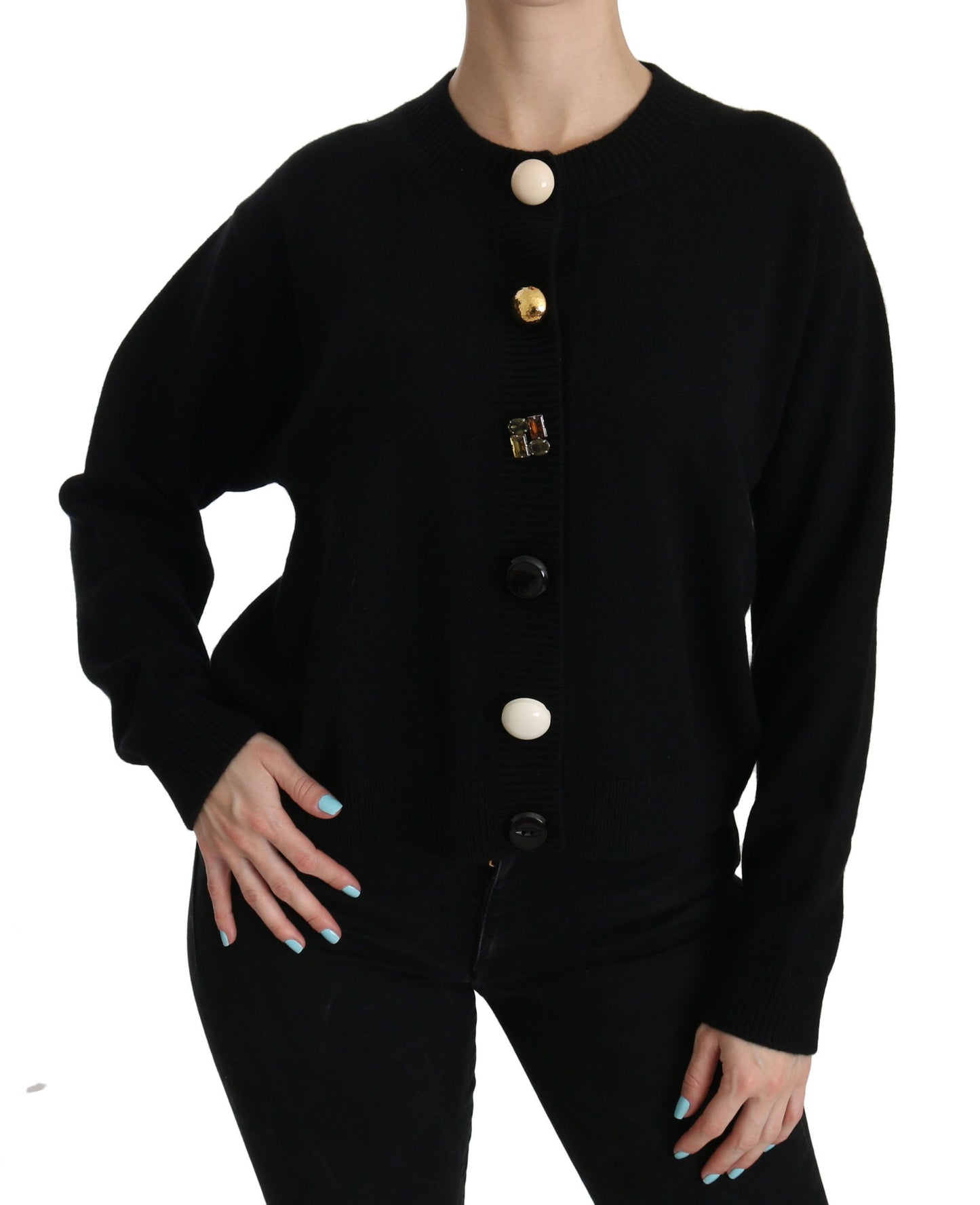 Dolce & Gabbana Elegant Black Cashmere Cardigan Top IT40 | S