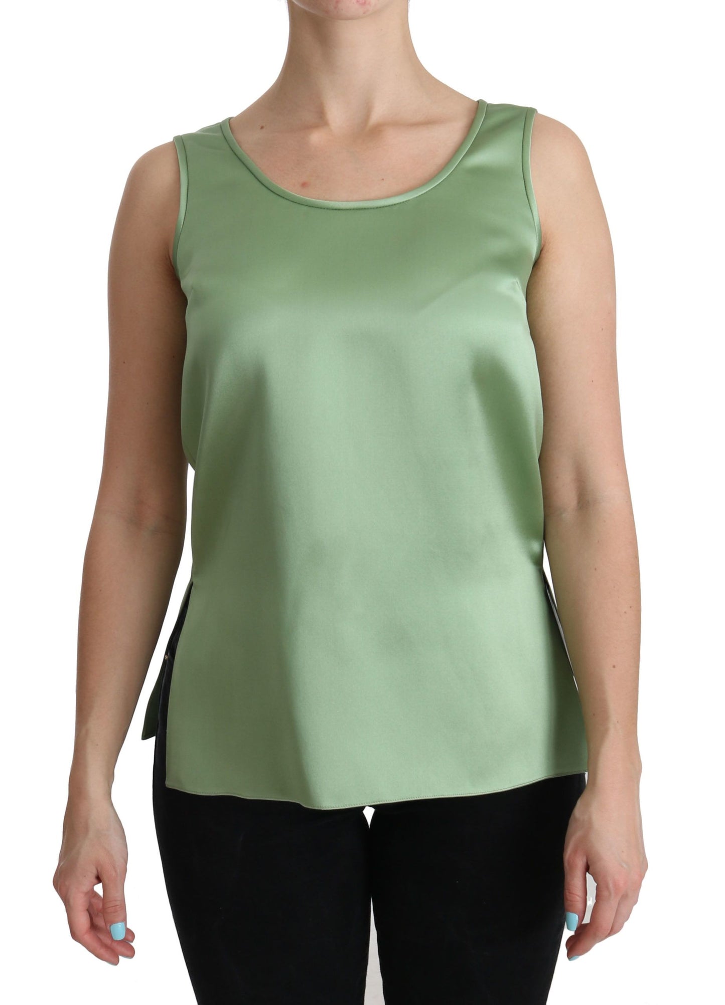 Dolce & Gabbana Elegant Silk Sleeveless Top in Light Mint Green IT36 / XS