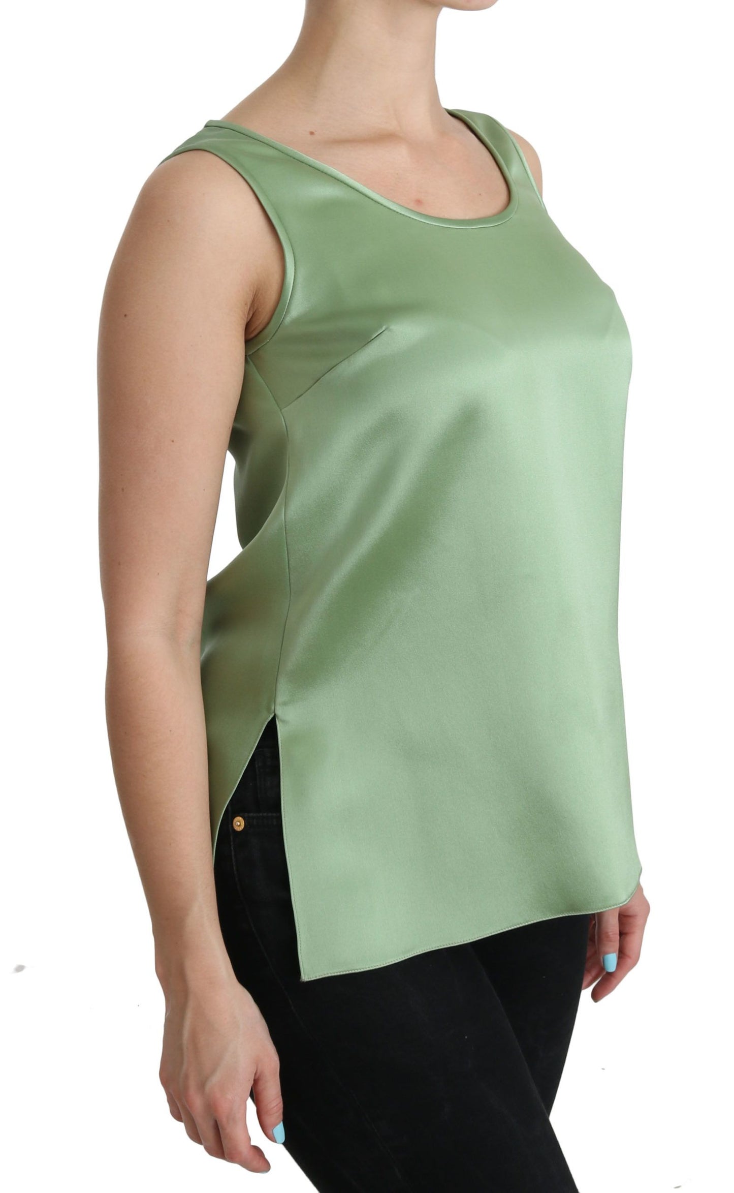 Dolce & Gabbana Elegant Silk Sleeveless Top in Light Mint Green IT36 / XS