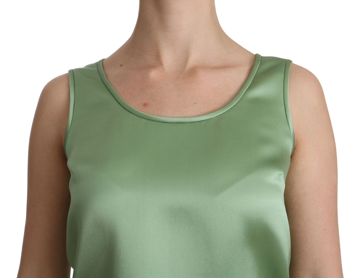 Dolce & Gabbana Elegant Silk Sleeveless Top in Light Mint Green IT36 / XS