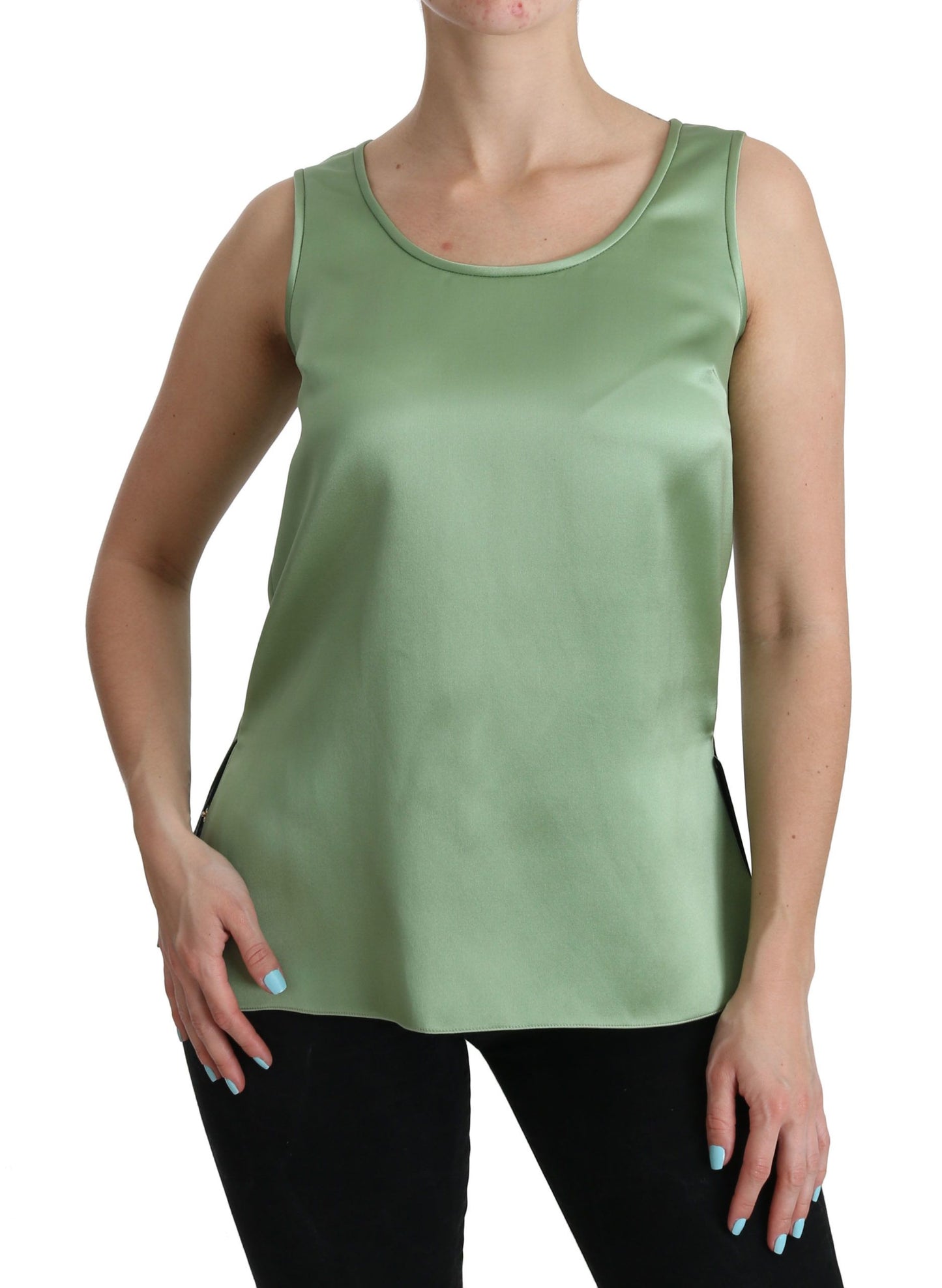 Dolce & Gabbana Elegant Silk Sleeveless Top in Light Mint Green IT36 / XS