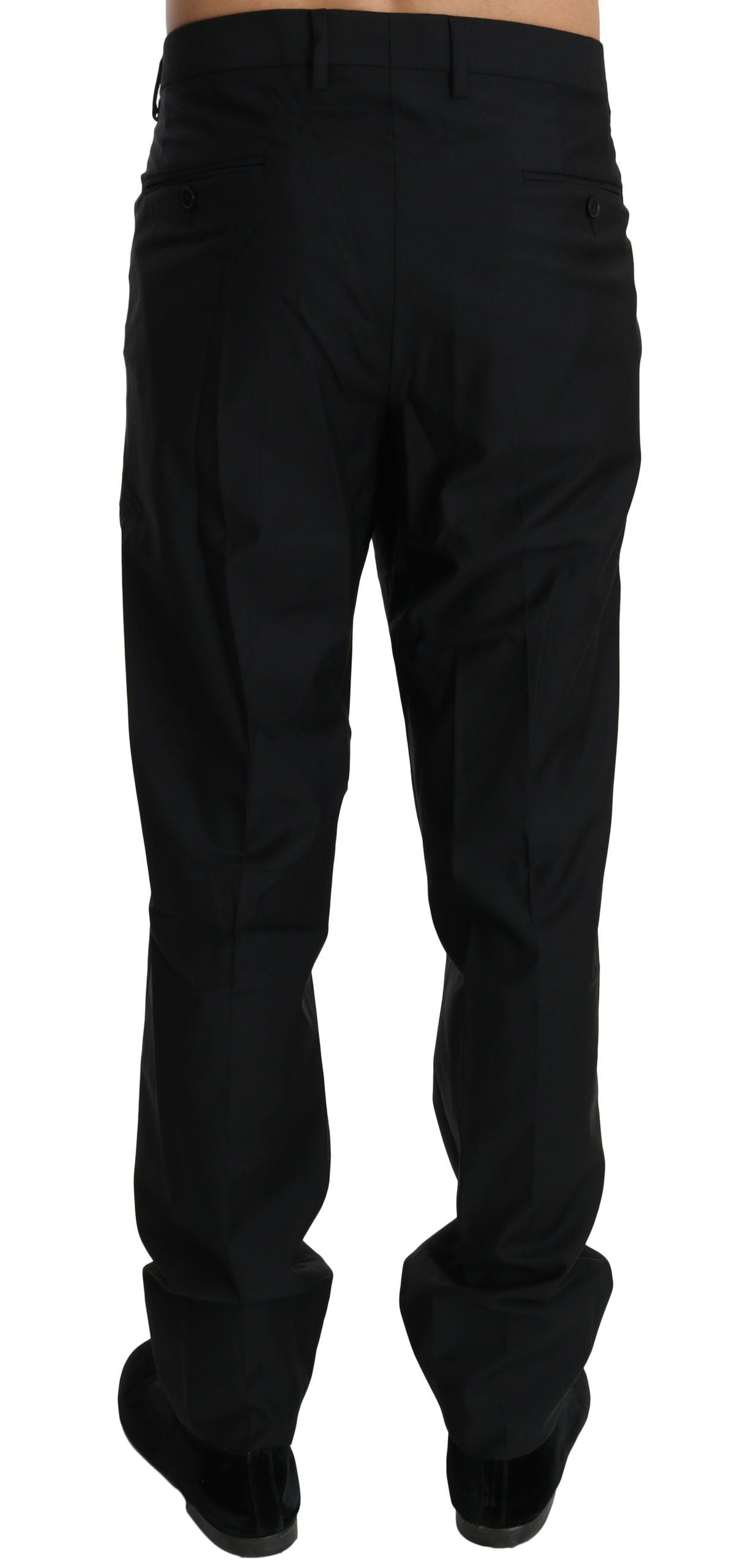 Dolce & Gabbana Elegant Black Virgin Wool Dress Pants IT56 / XXL