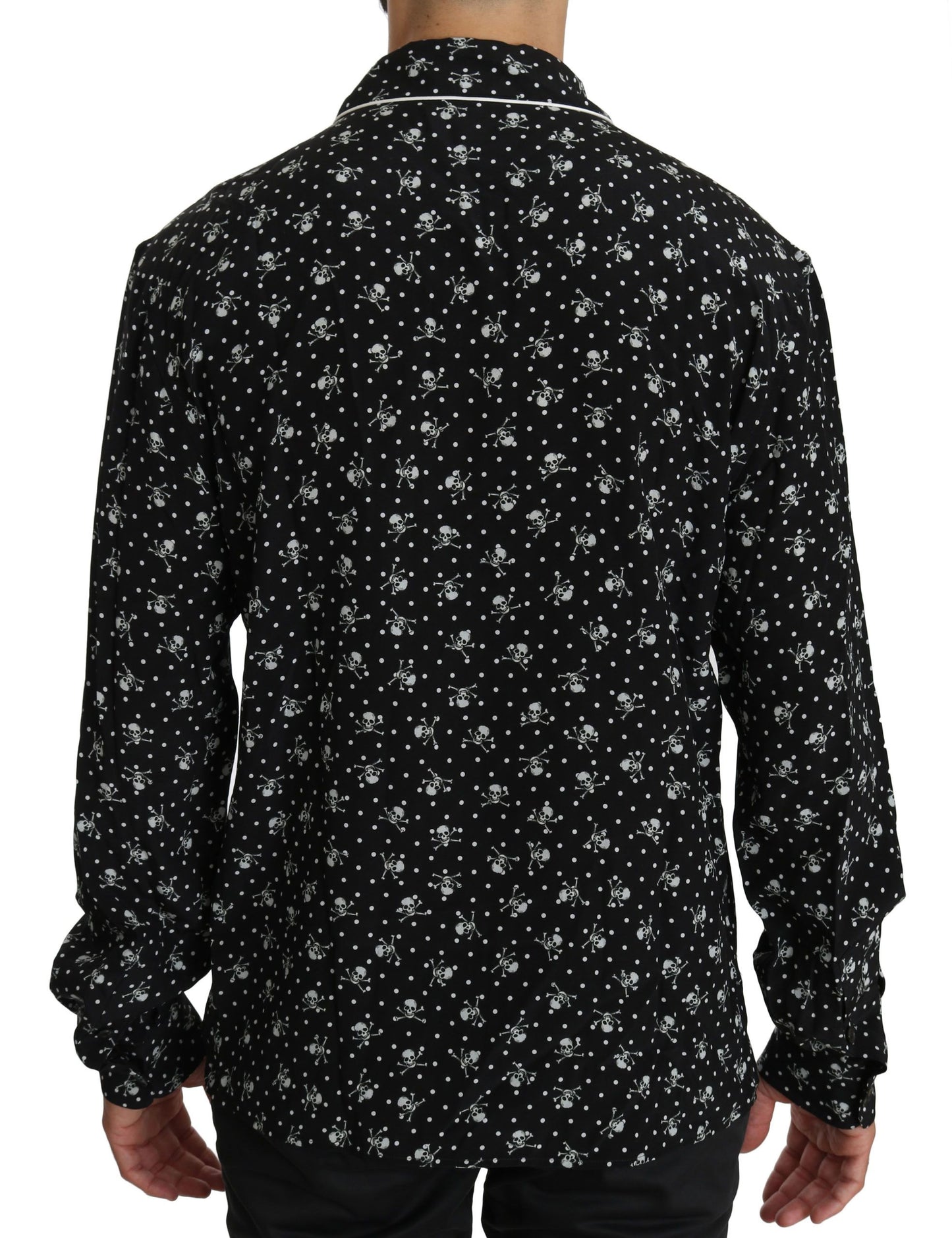 Dolce & Gabbana Elegant Silk Pajama Shirt with Skull Print IT39 / S