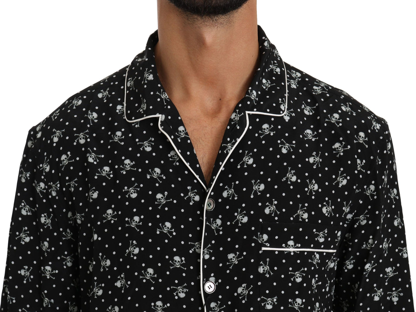 Dolce & Gabbana Elegant Silk Pajama Shirt with Skull Print IT39 / S