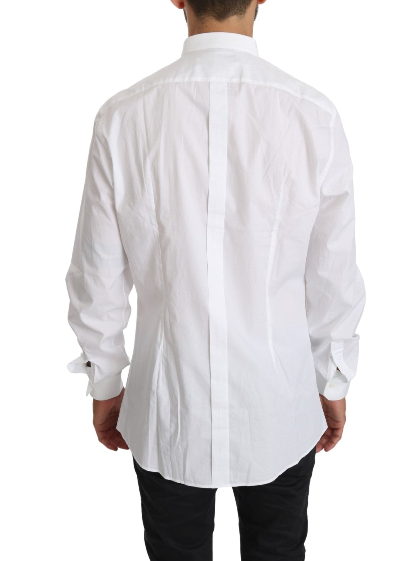 Dolce & Gabbana Elegant White Cotton Gold Fit Shirt IT37 / XS