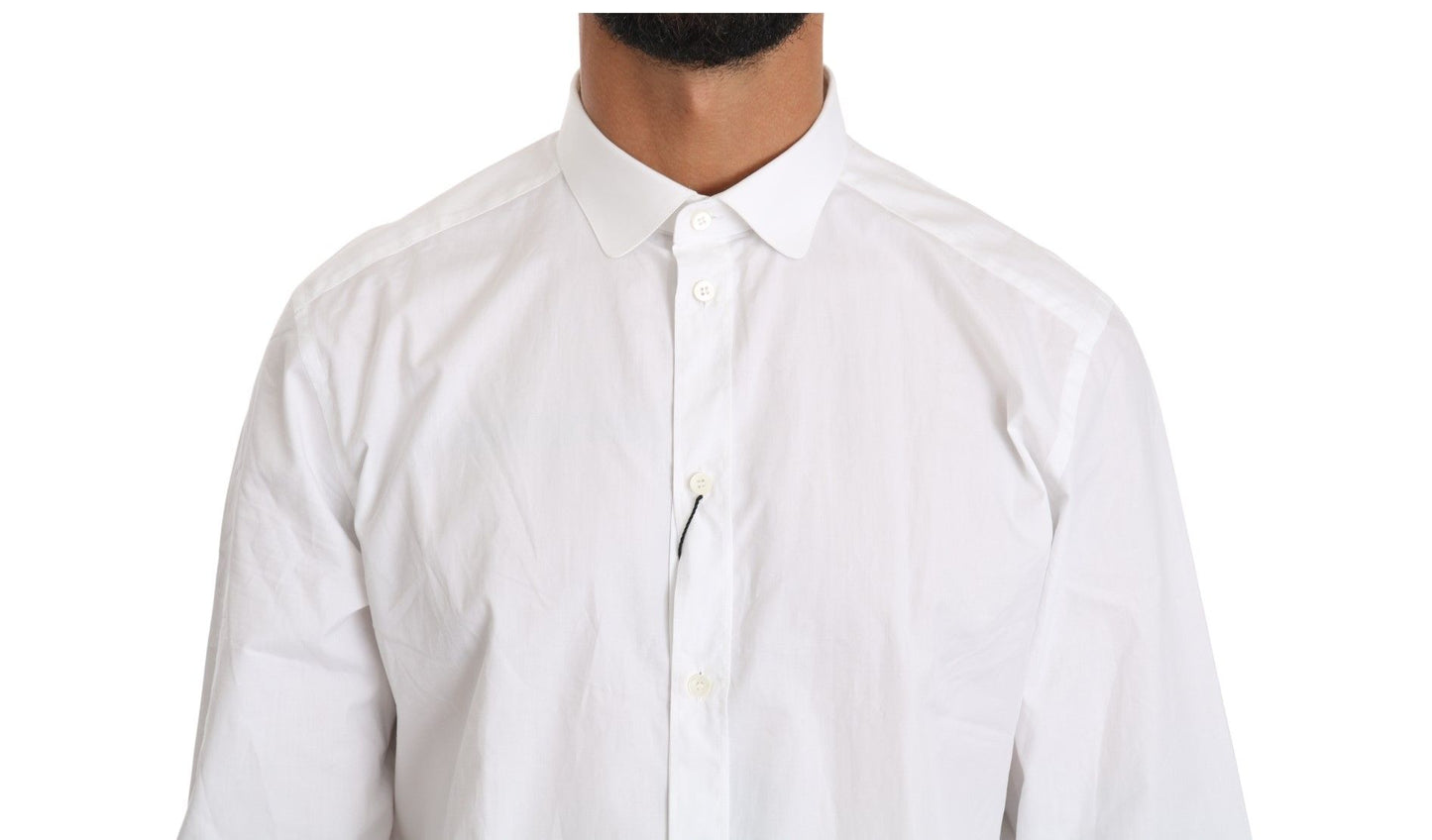 Dolce & Gabbana Elegant White Cotton Gold Fit Shirt IT37 / XS