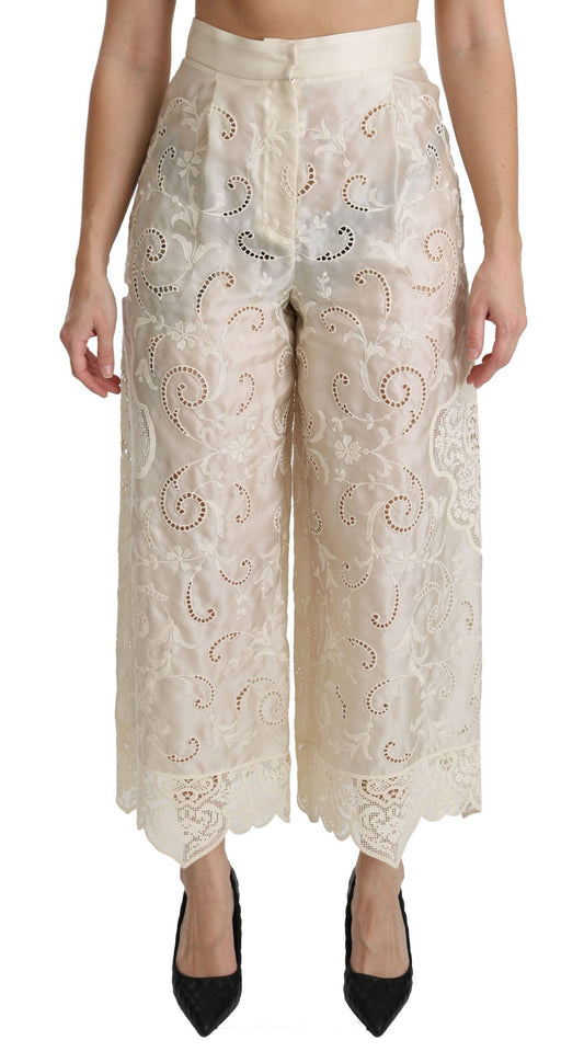 Dolce & Gabbana Elegant High Waist Palazzo Cropped Pants IT44 / L