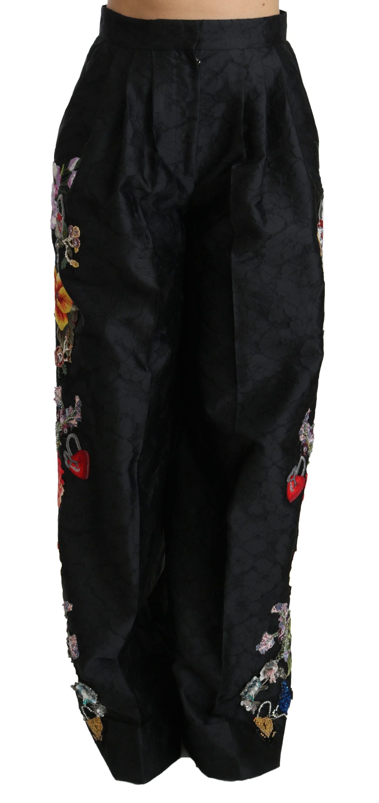 Dolce & Gabbana Elegant High Waist Wide Leg Floral Pants IT42 / M