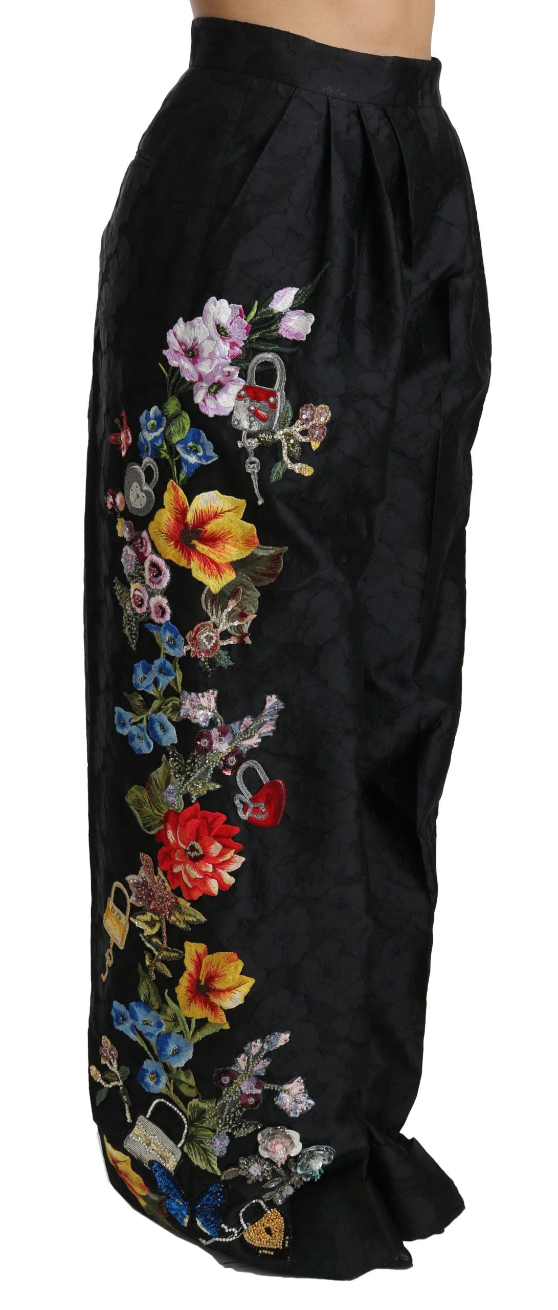 Dolce & Gabbana Elegant High Waist Wide Leg Floral Pants IT42 / M