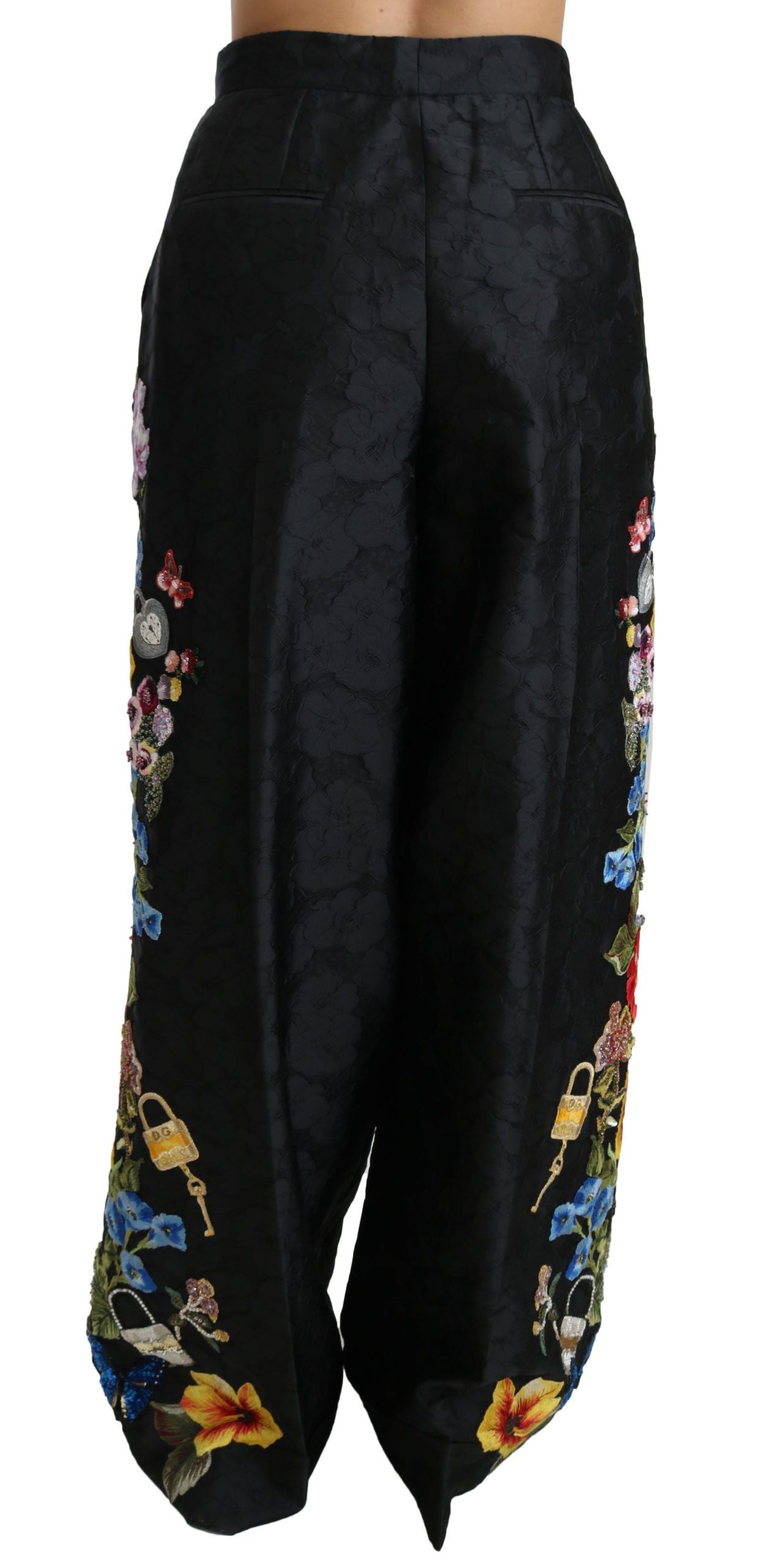 Dolce & Gabbana Elegant High Waist Wide Leg Floral Pants IT42 / M