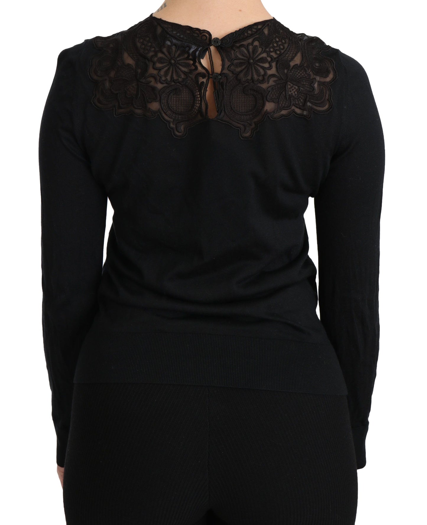 Dolce & Gabbana Elegant Silk-Blend Black Lace Blouse IT40 | S