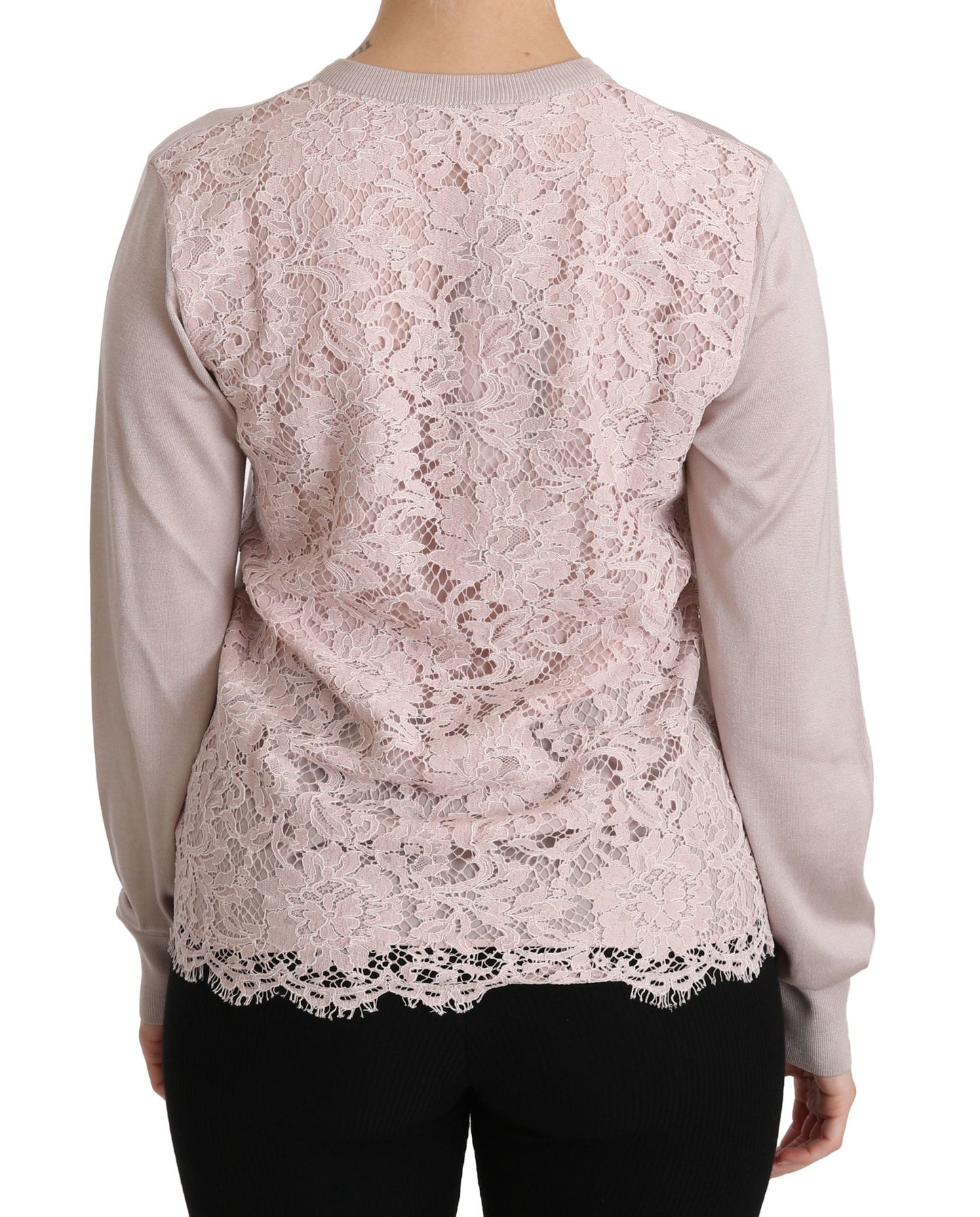 Dolce & Gabbana Silk Blend Pink Crew Neck Cardigan IT44 | L