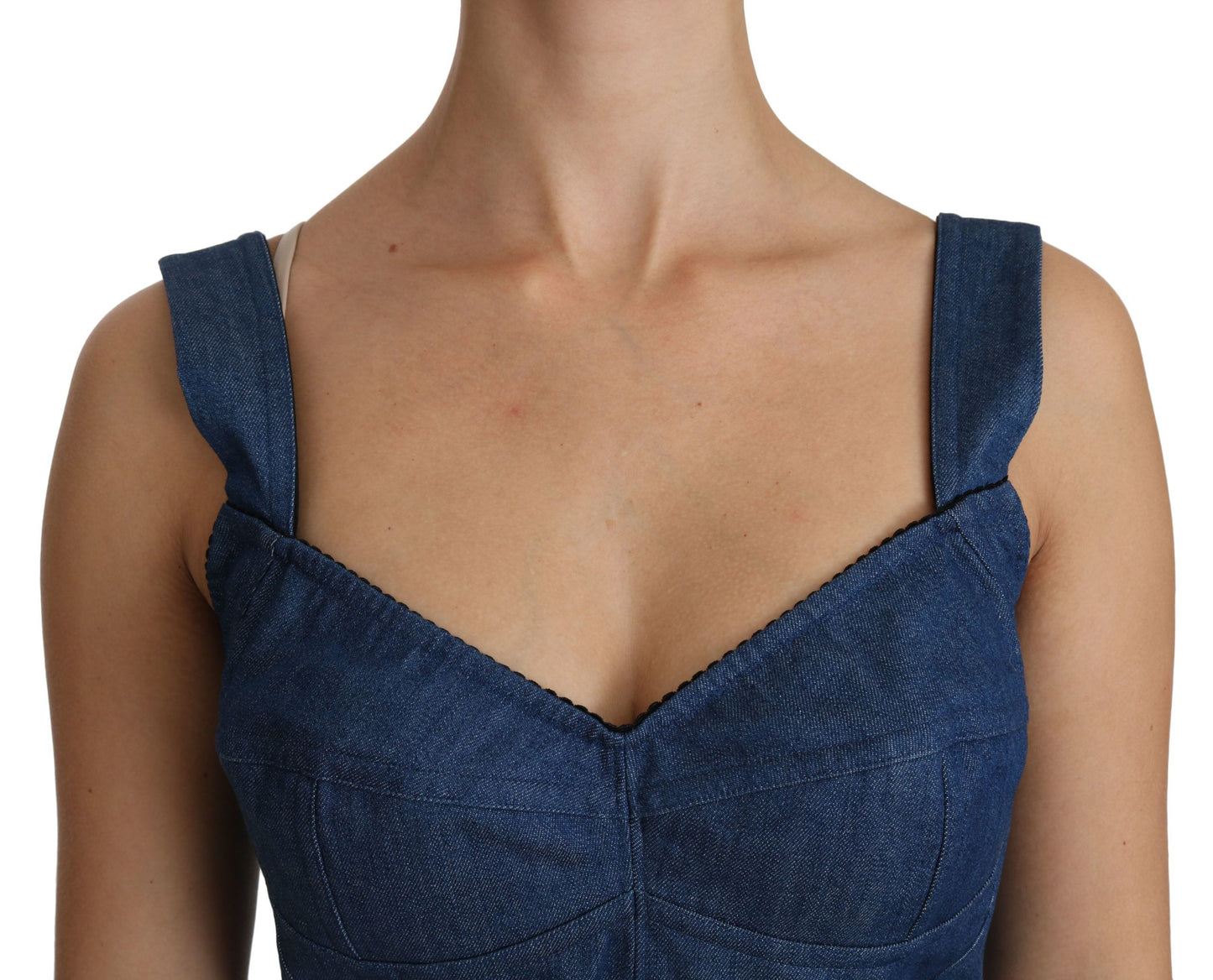 Dolce & Gabbana Elegant Sleeveless Bustier Top in Blue IT36 / XS