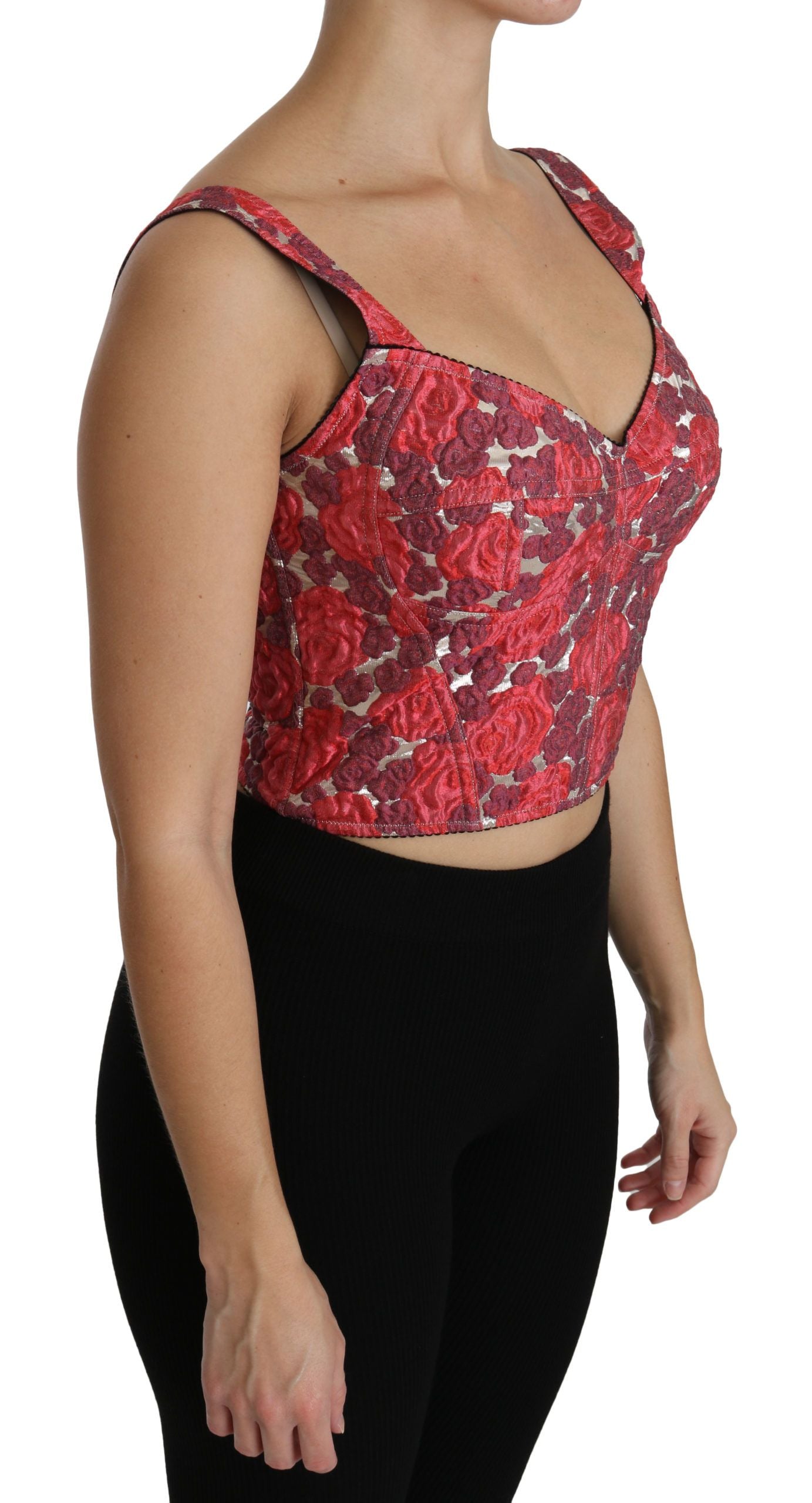 Dolce & Gabbana Elegant Floral Brocade Cropped Top IT36 / XS