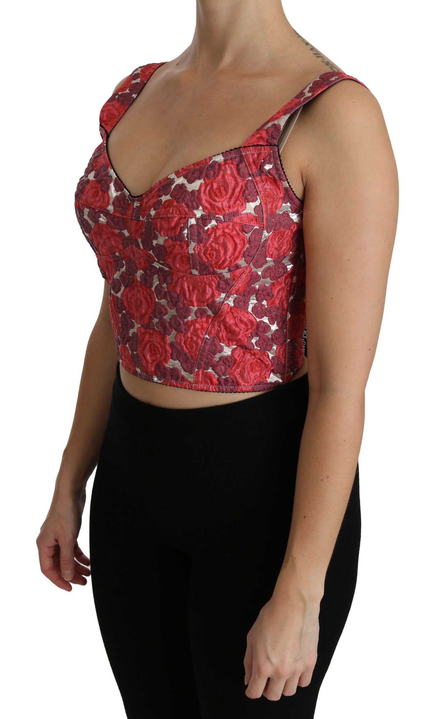 Dolce & Gabbana Elegant Floral Brocade Cropped Top IT36 / XS