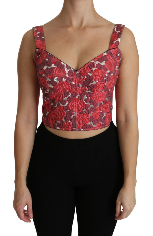 Dolce & Gabbana Elegant Floral Brocade Cropped Top IT36 / XS