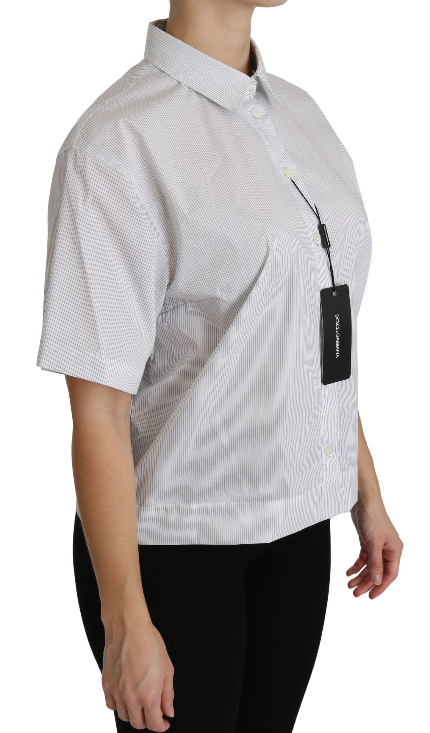 Dolce & Gabbana Elegant White Cotton Polo Top IT46 / XL