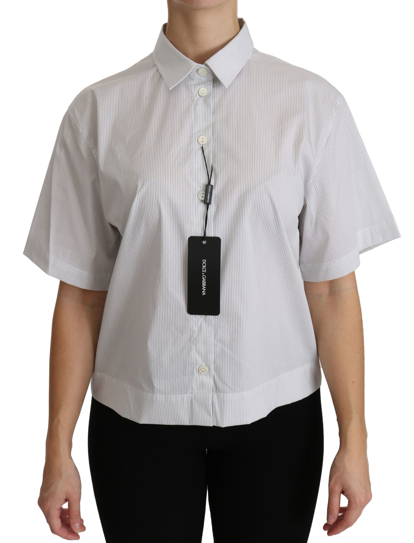 Dolce & Gabbana Elegant White Cotton Polo Top IT46 / XL