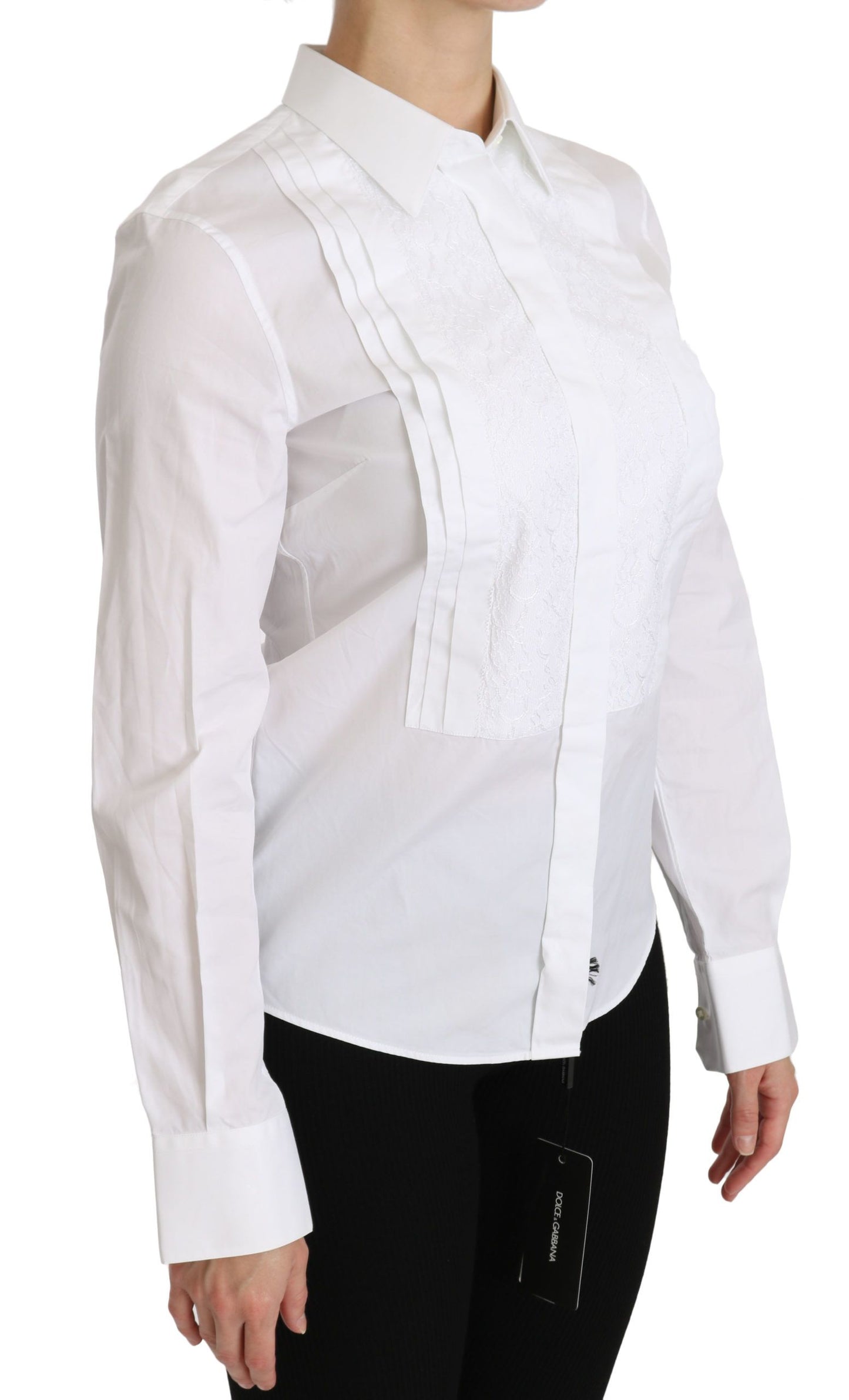 Dolce & Gabbana Elegant White Collared Long Sleeve Polo Top IT44 | L