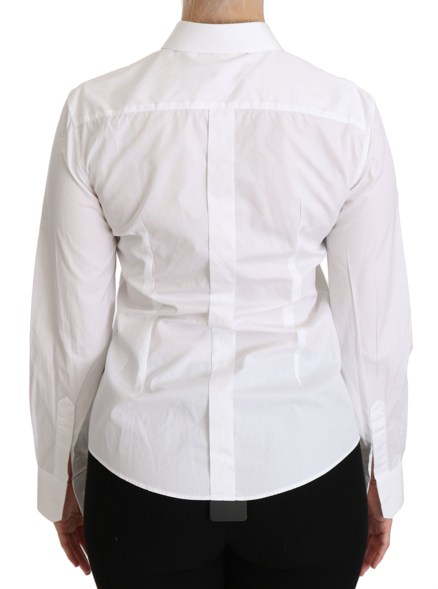 Dolce & Gabbana Elegant White Collared Long Sleeve Polo Top IT44 | L