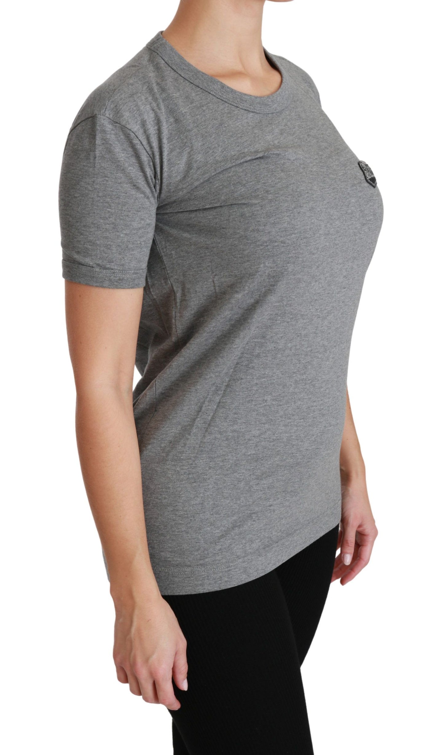 Dolce & Gabbana Chic Gray Amore Patch Crewneck Tee IT36 / XS