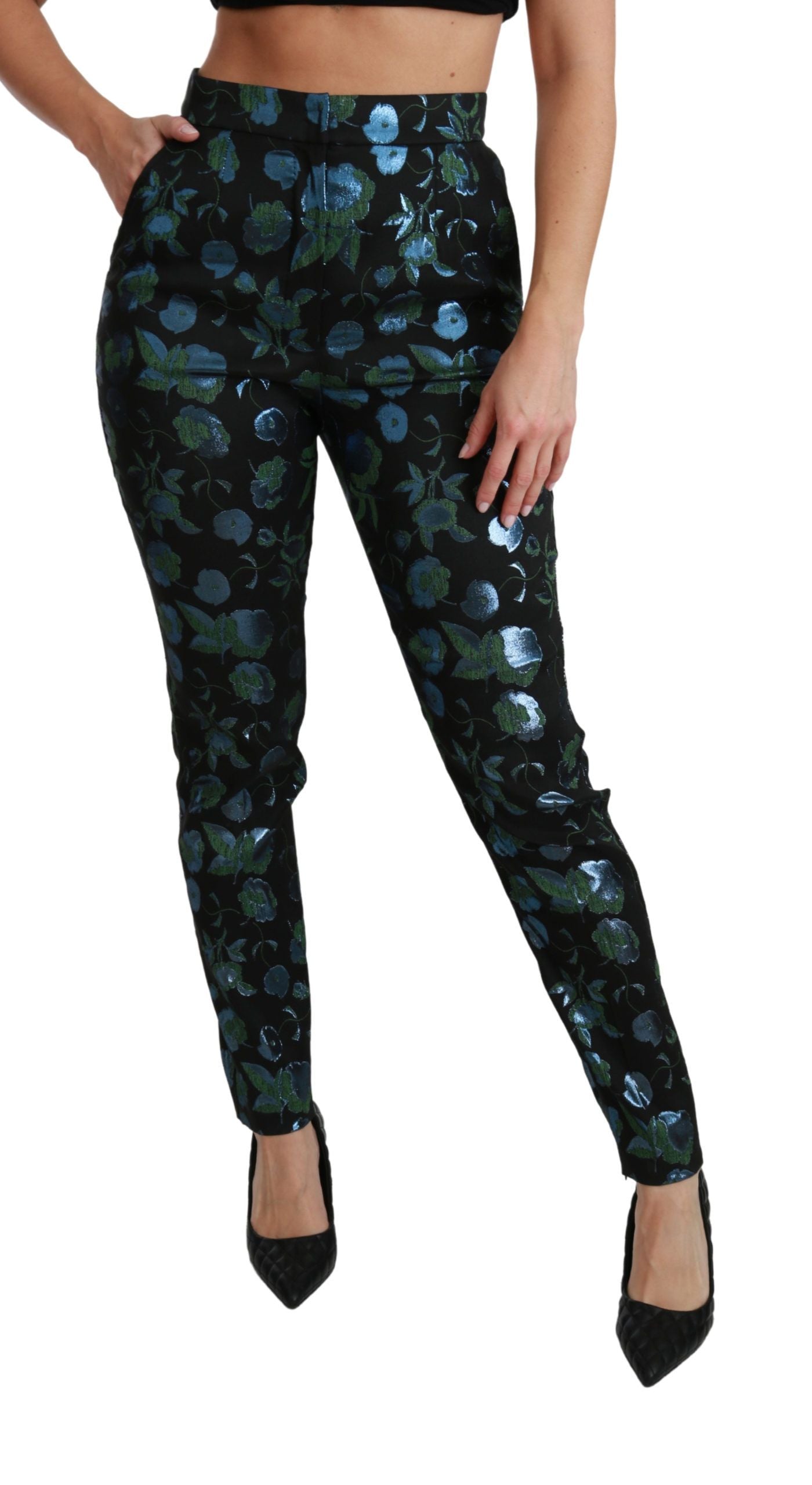 Dolce & Gabbana Floral High Waist Skinny Trousers IT40 | S