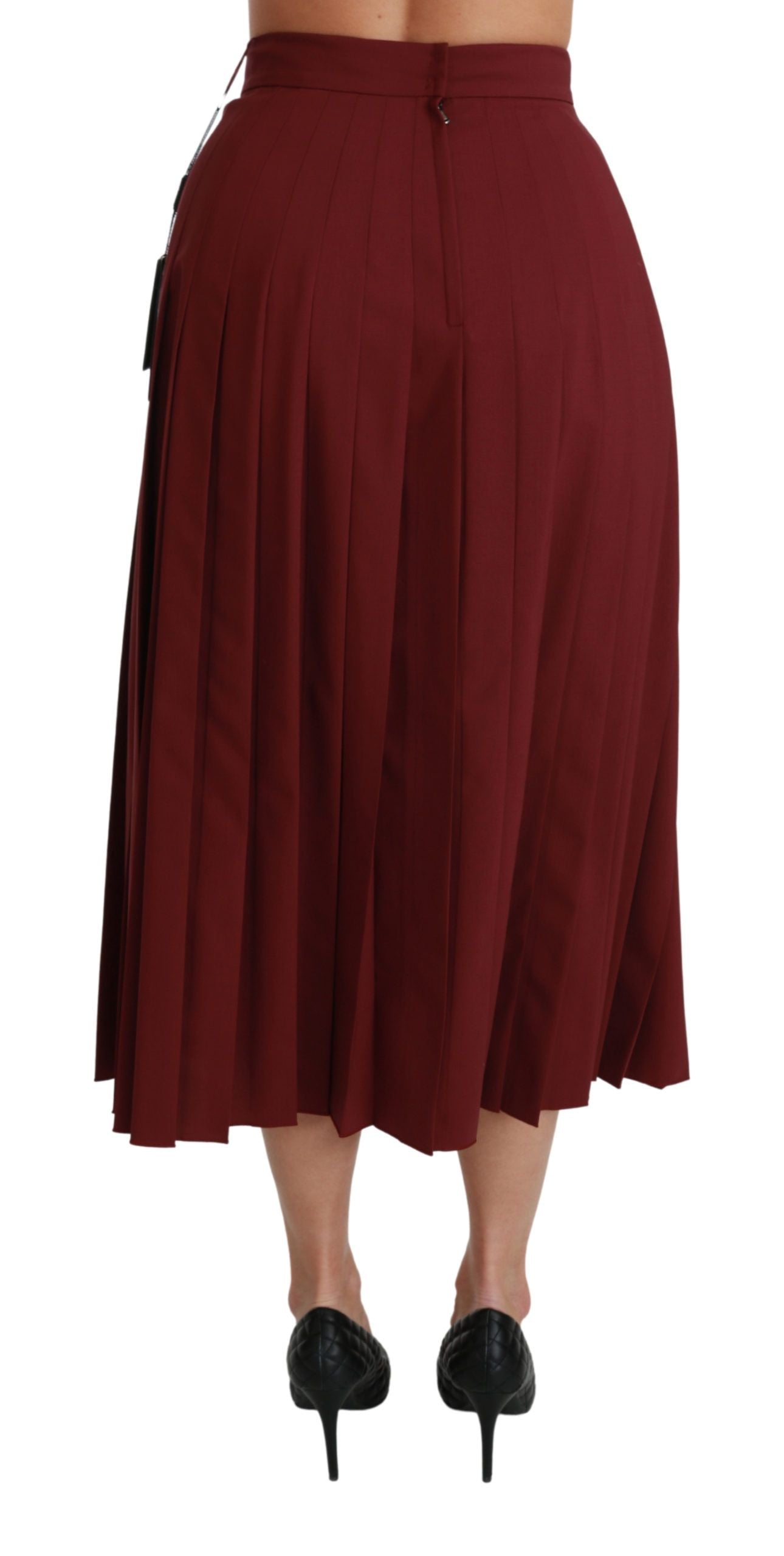 Dolce & Gabbana Elegant Red High Waist Virgin Wool Skirt IT38 / XS