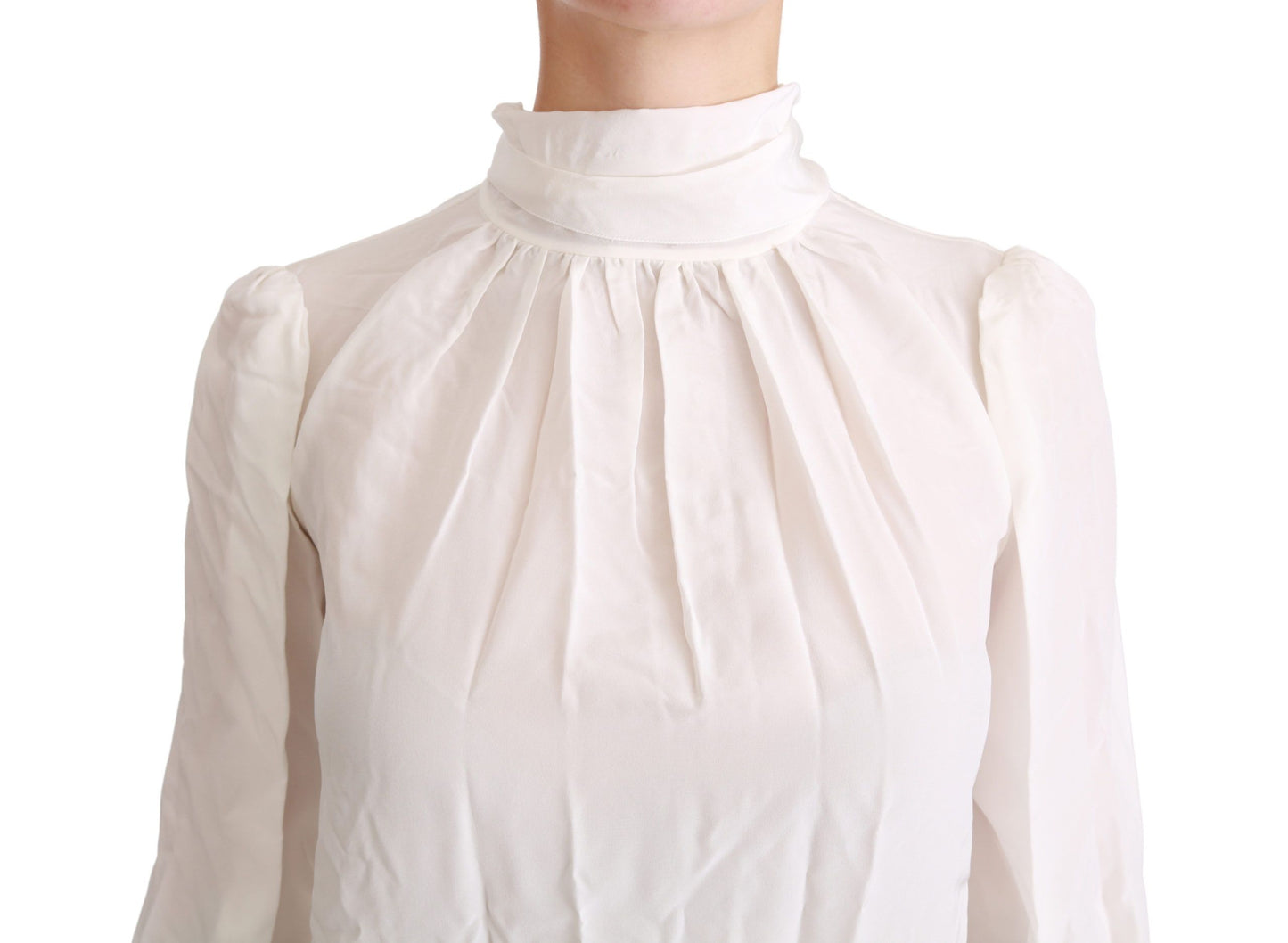 Dolce & Gabbana Elegant White Silk Turtle Neck Blouse IT38 | XS