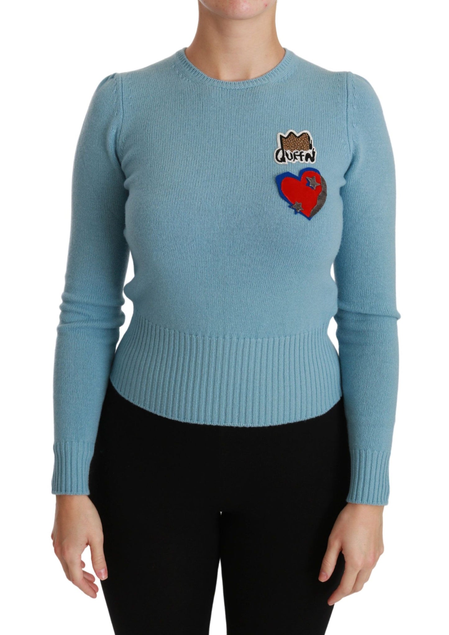 Dolce & Gabbana Queen Heart Beaded Wool Sweater IT36 / XS