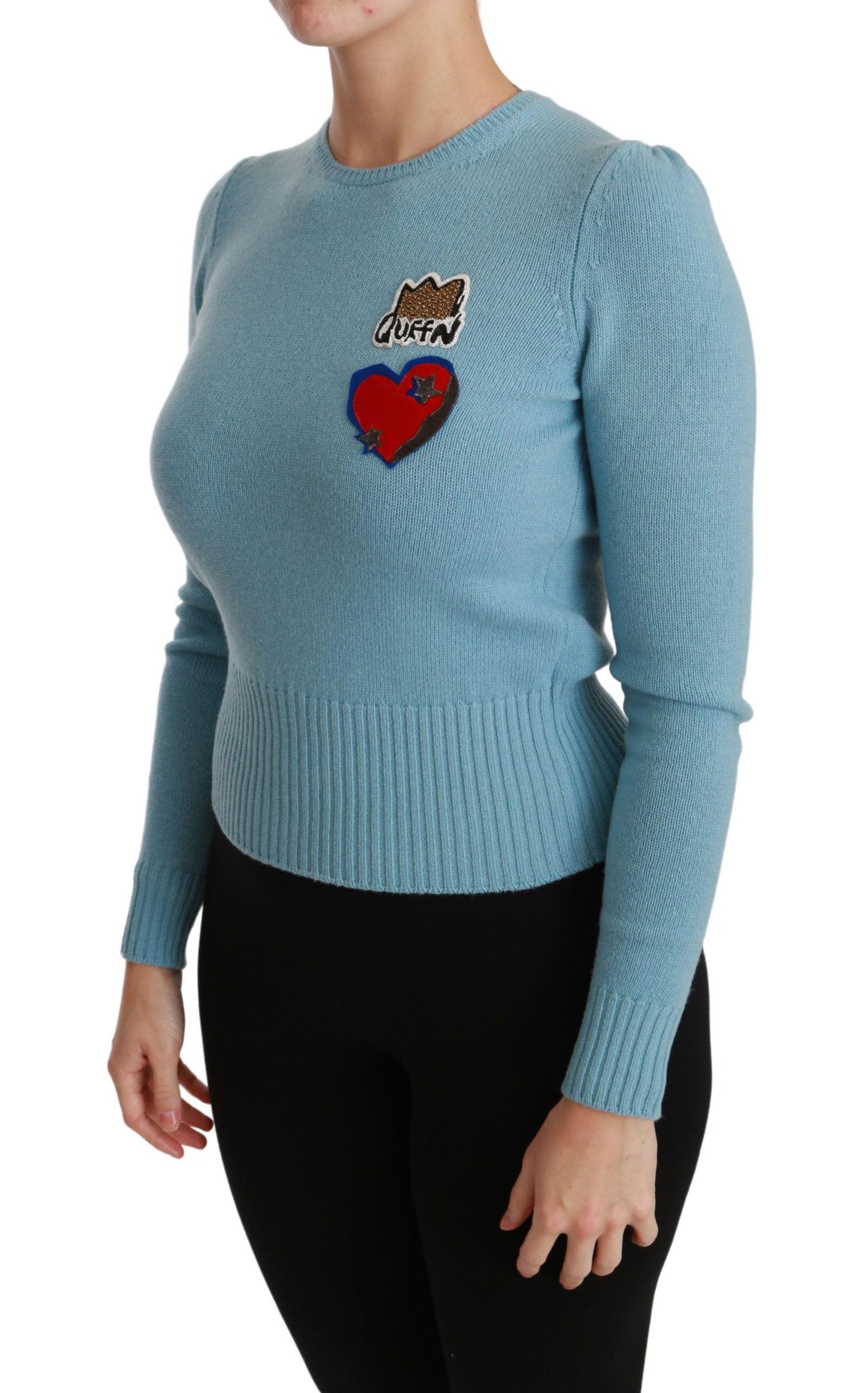 Dolce & Gabbana Queen Heart Beaded Wool Sweater IT36 / XS