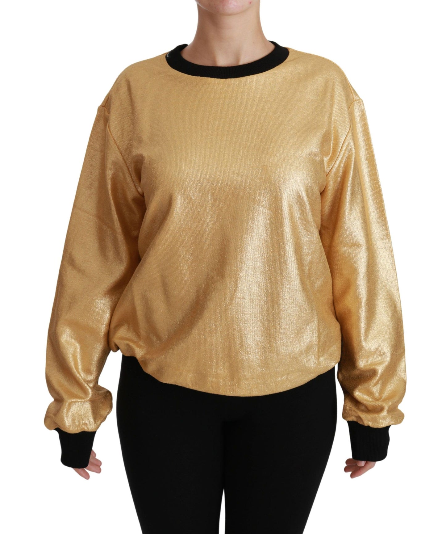 Dolce & Gabbana Elegant Gold Crew Neck Cotton Sweater