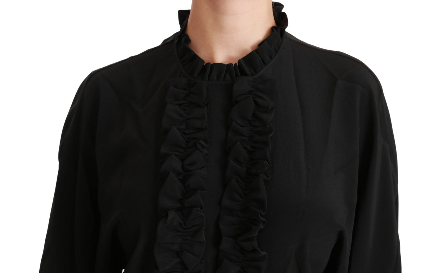 Dolce & Gabbana Elegant Black Silk Short Sleeve Blouse IT36 / XS