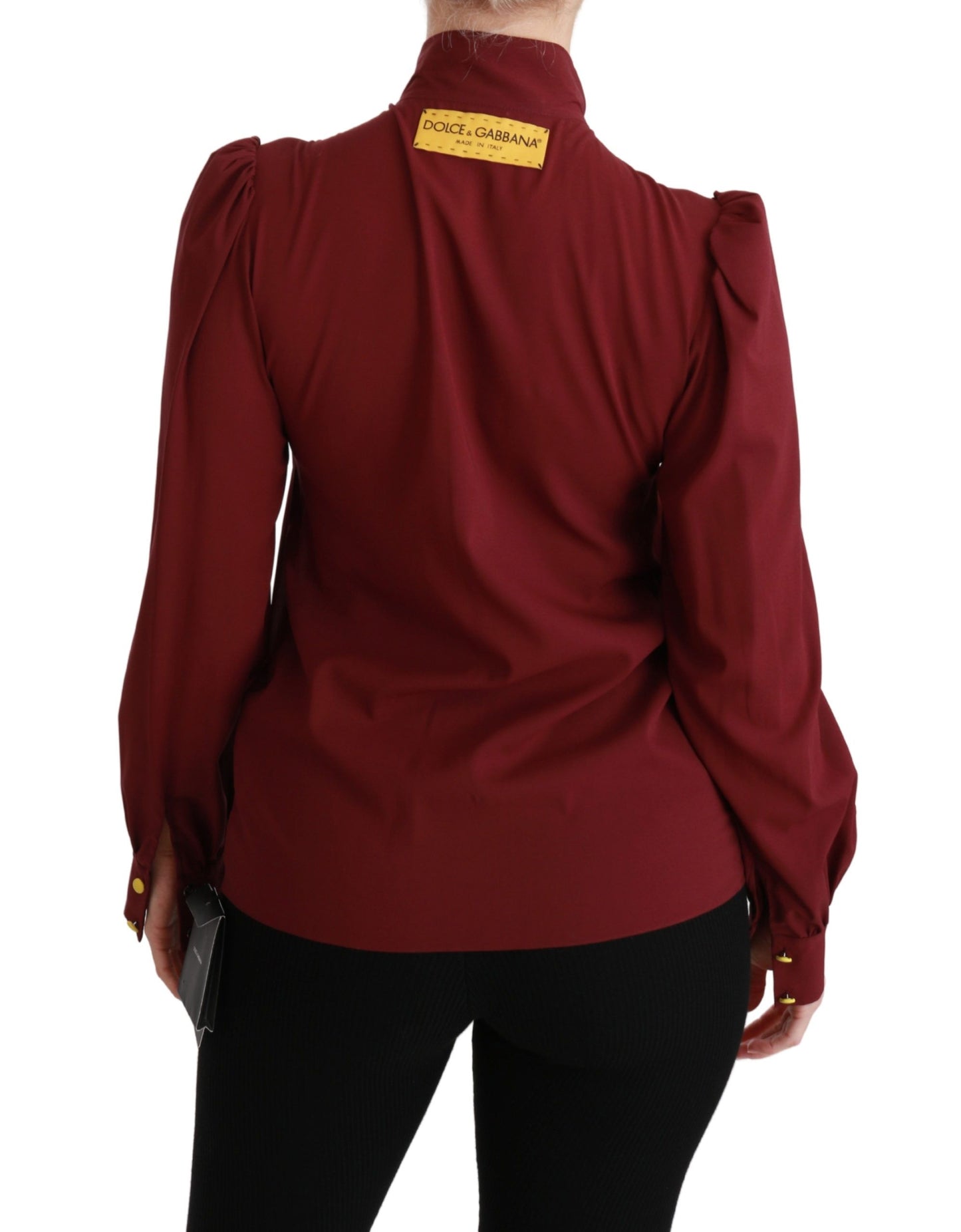 Dolce & Gabbana Elegant Maroon Silk Blend Polo Blouse IT36 / XS