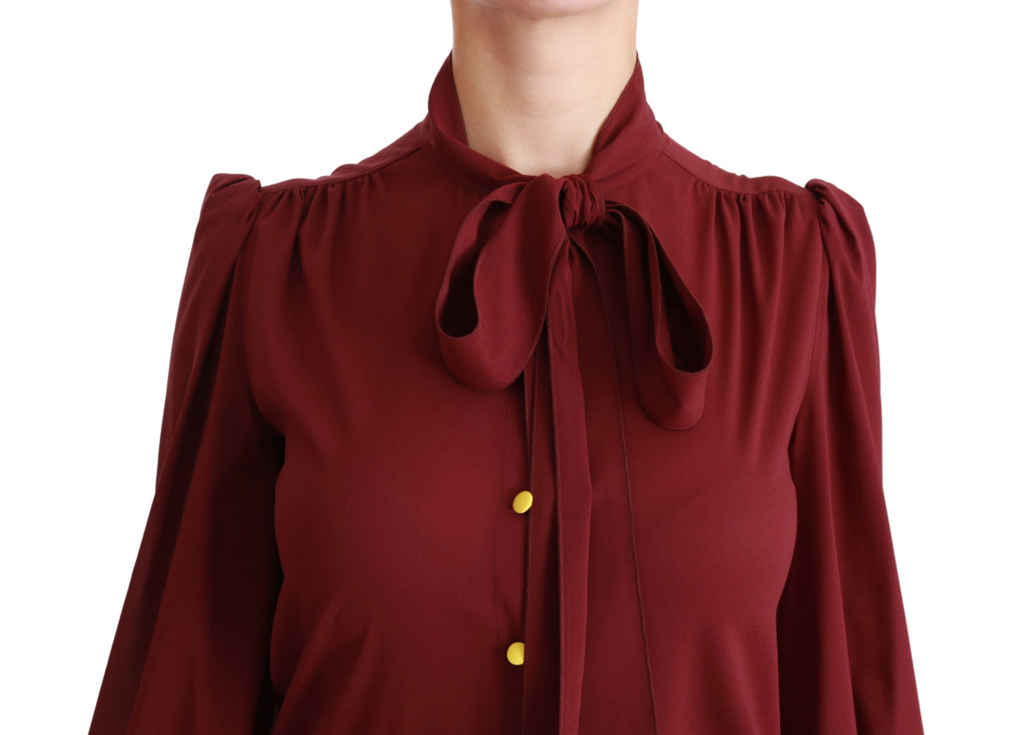 Dolce & Gabbana Elegant Maroon Silk Blend Polo Blouse IT36 / XS