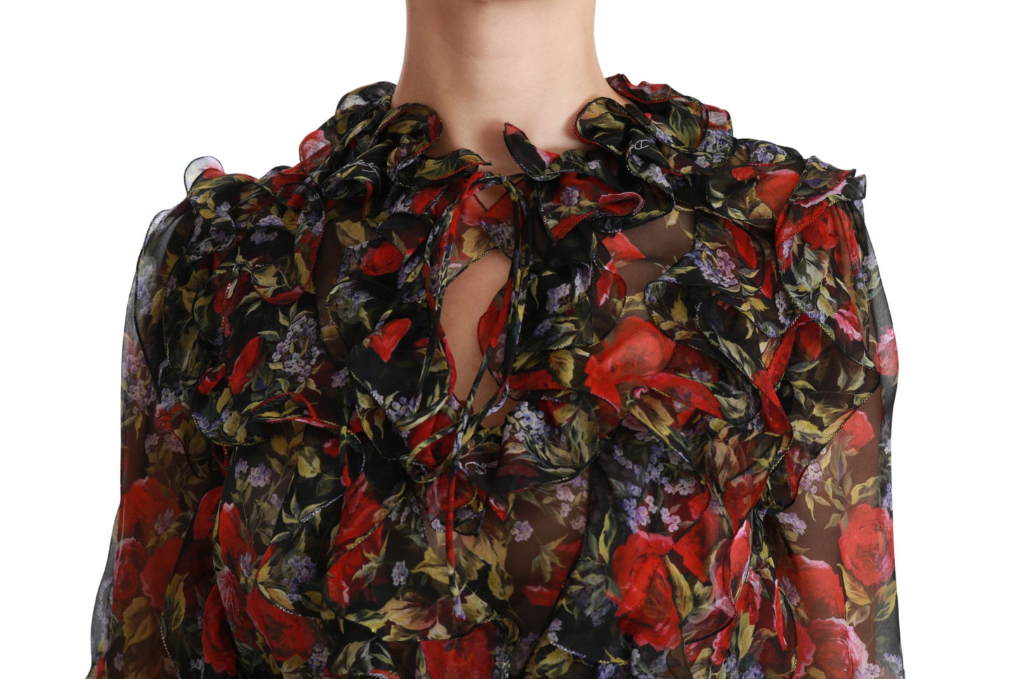 Dolce & Gabbana Elegant Floral Silk Long Sleeve Blouse IT36 / XS