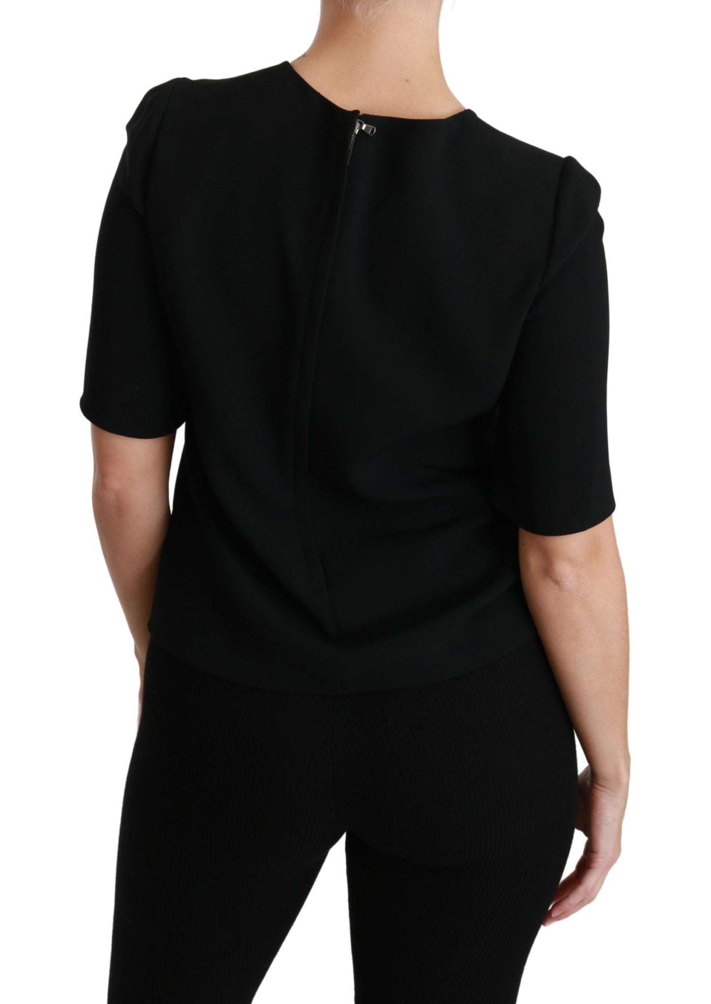 Dolce & Gabbana Elegant Black Stretch Blouse Top IT40 | S