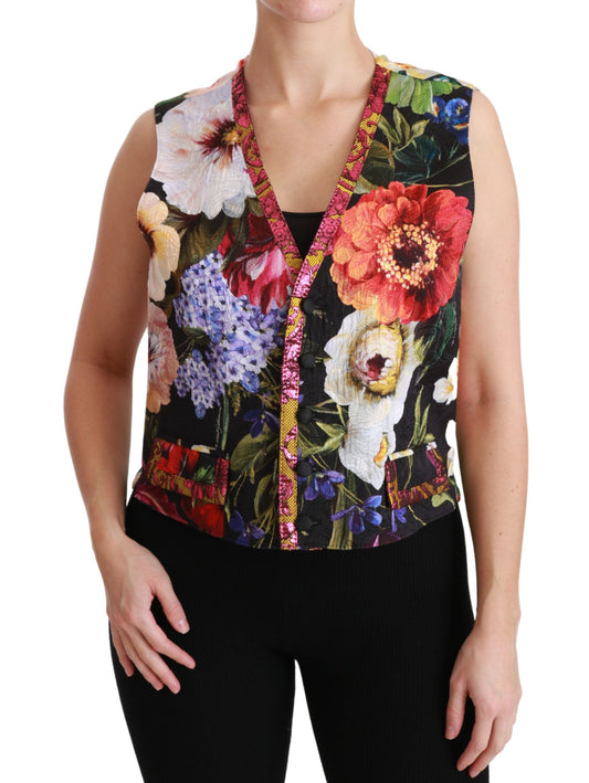 Dolce & Gabbana Multicolor Brocade Floral Sleeveless Vest IT40 | S