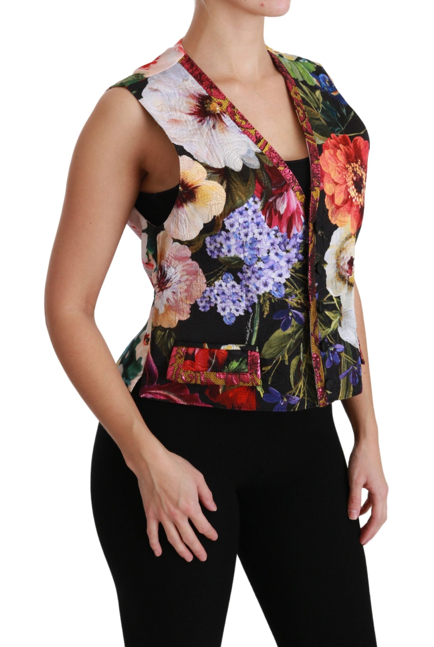 Dolce & Gabbana Multicolor Brocade Floral Sleeveless Vest IT40 | S