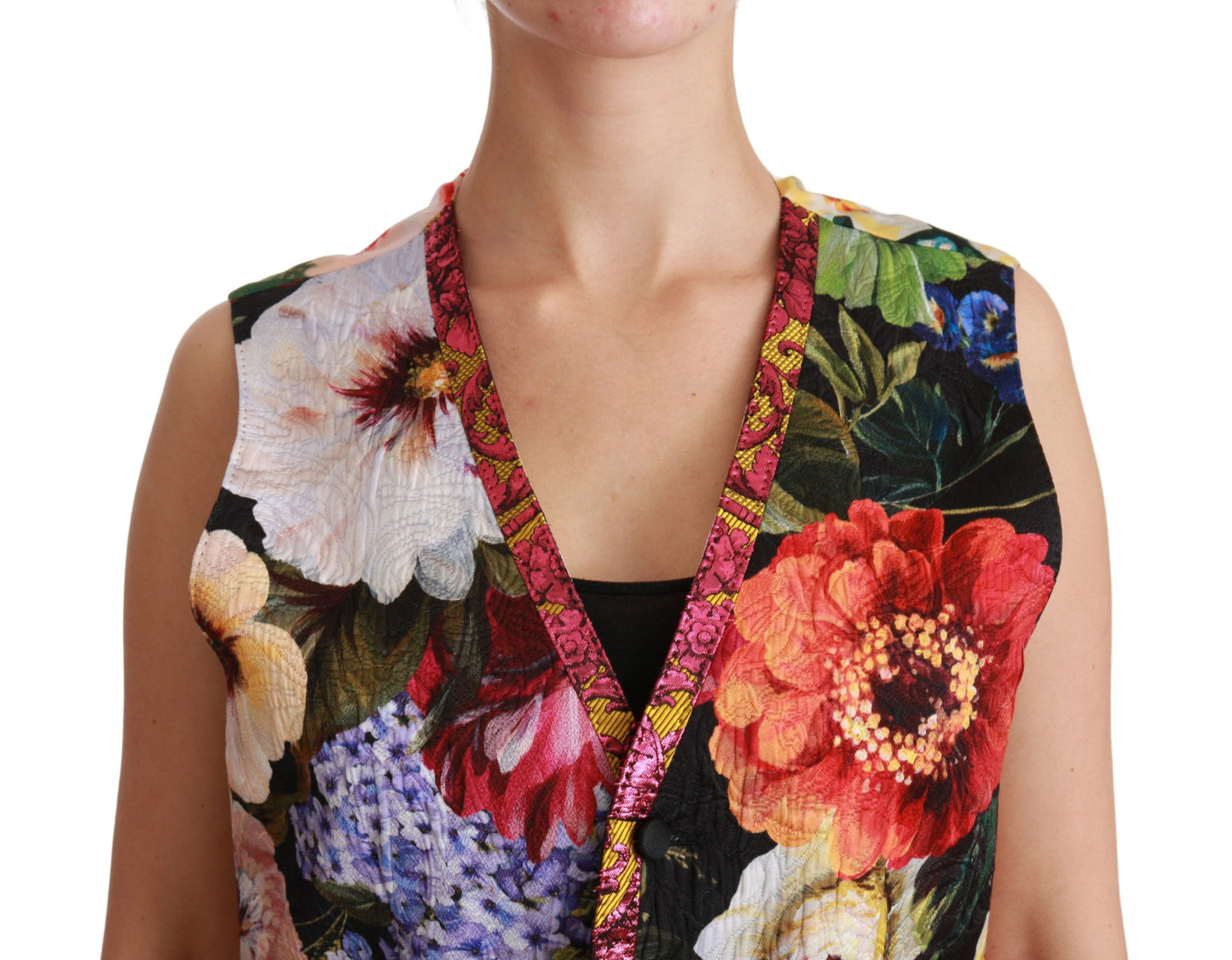 Dolce & Gabbana Multicolor Brocade Floral Sleeveless Vest IT40 | S