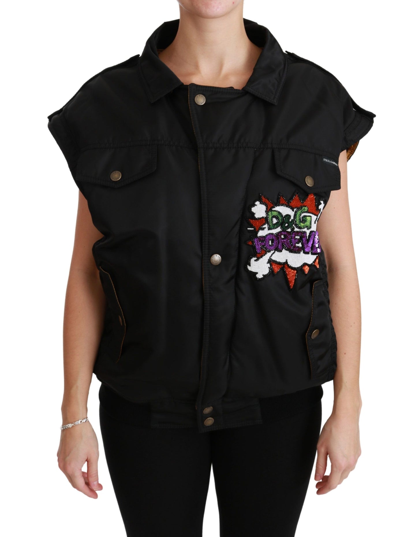 Dolce & Gabbana Elegant Black Bomber Jacket with Detachable Features IT36 / XS