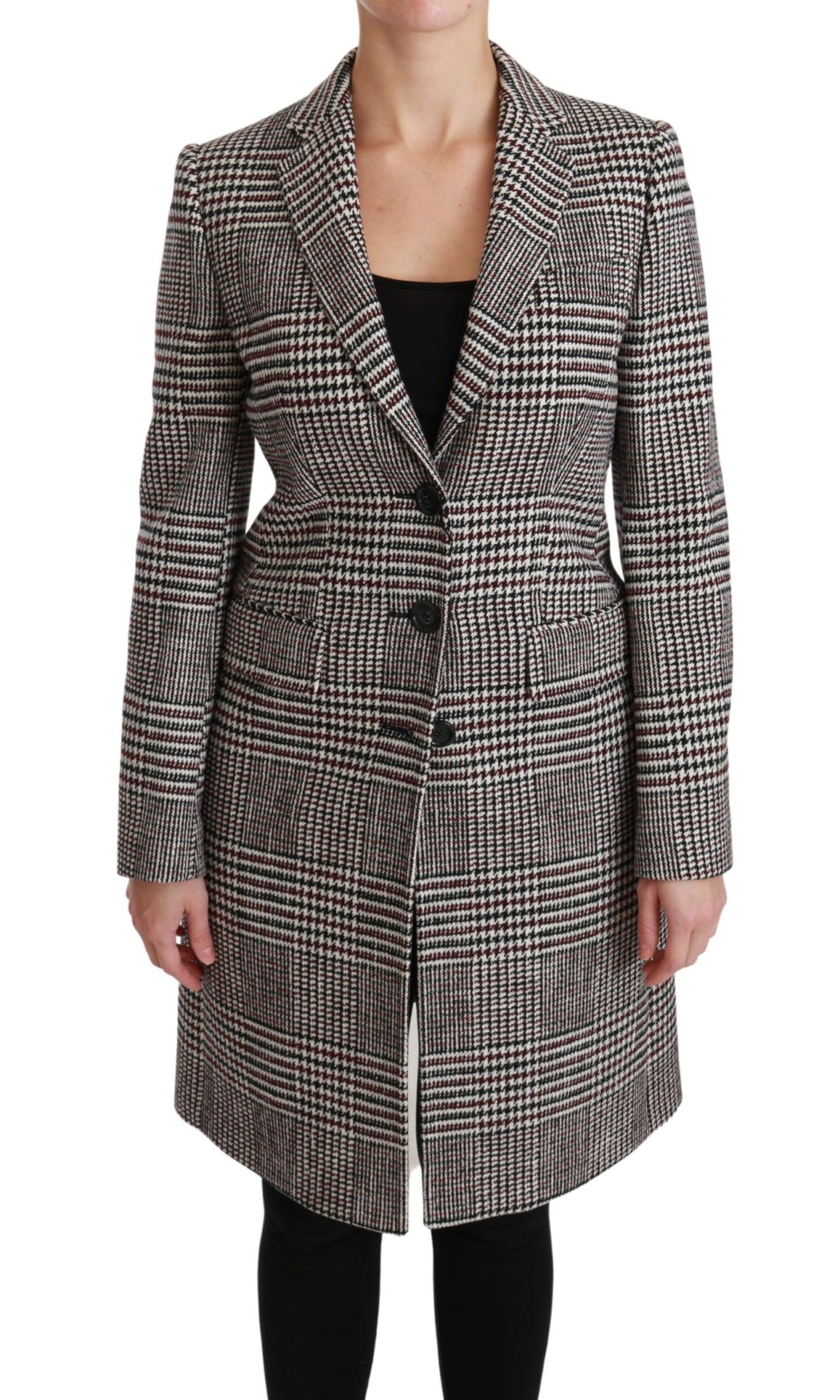 Dolce & Gabbana Elegant Multicolor Checked Knee-Length Jacket Coat IT40 | S