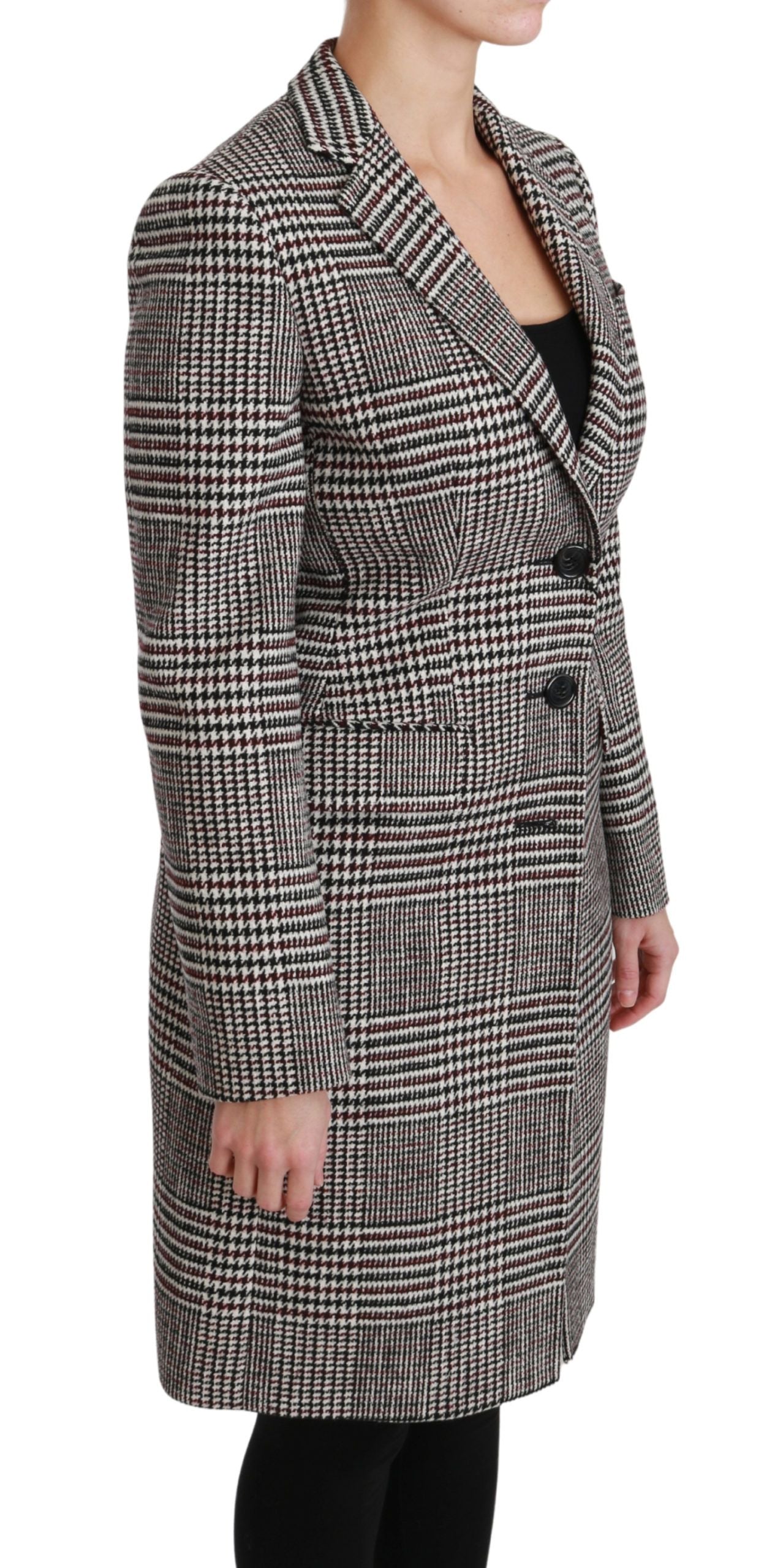 Dolce & Gabbana Elegant Multicolor Checked Knee-Length Jacket Coat IT40 | S