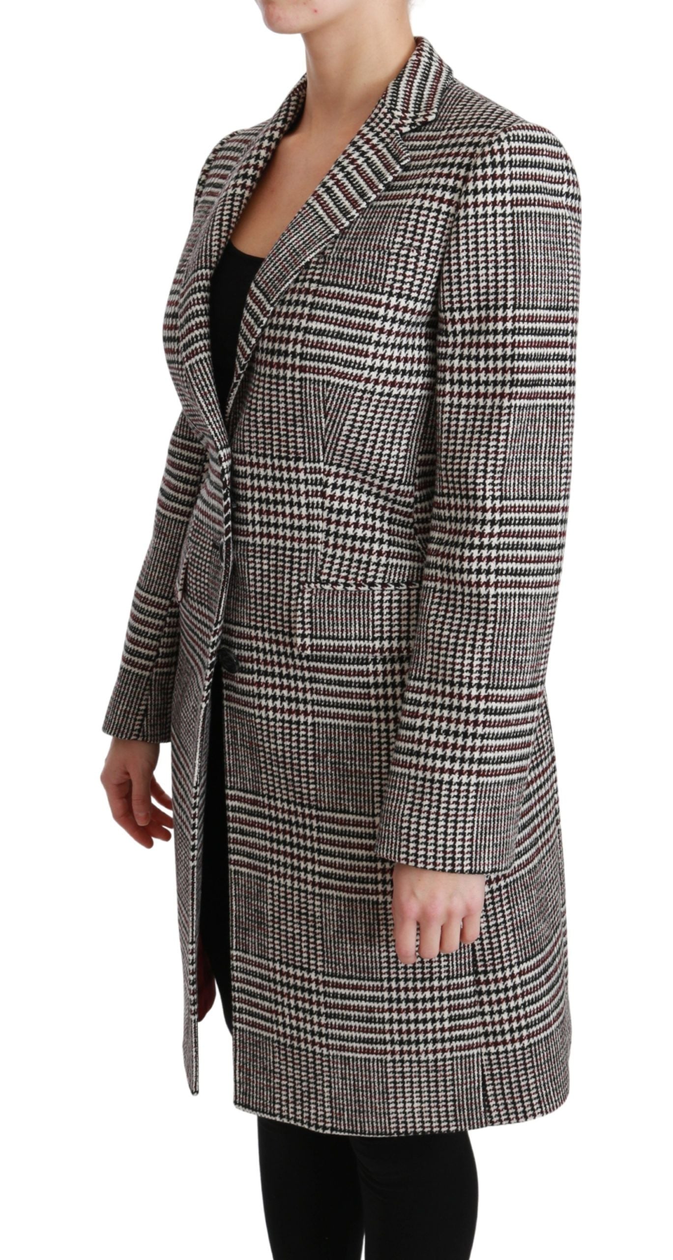 Dolce & Gabbana Elegant Multicolor Checked Knee-Length Jacket Coat IT40 | S